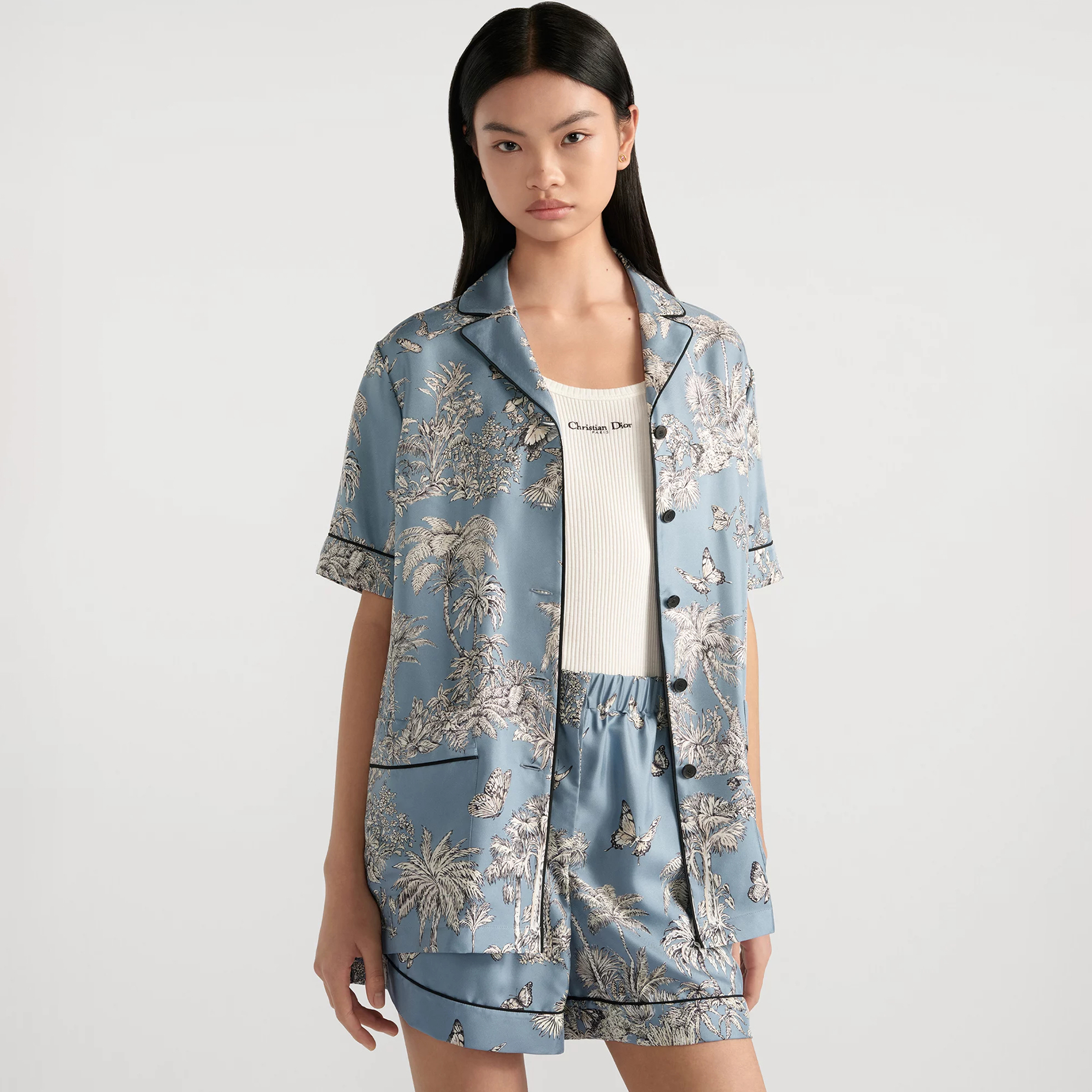 NIGO Dior Women's Summer Silk Twill Floral Print Lapel Solid Color Loose Short Sleeve Shirt Ngvp #nigo1922