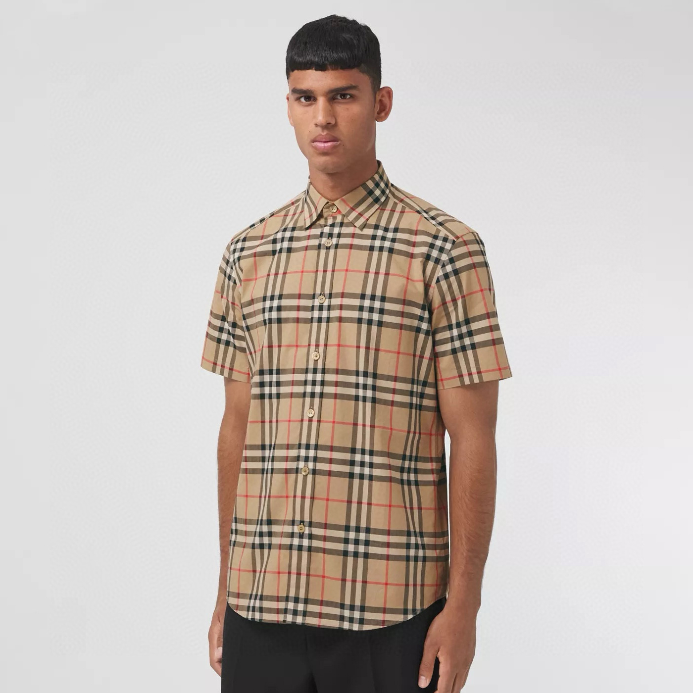 NIGO Burberry Men's Summer Checkered Print Single-Breasted Collar Short-Sleeved Shirt #nigo77686