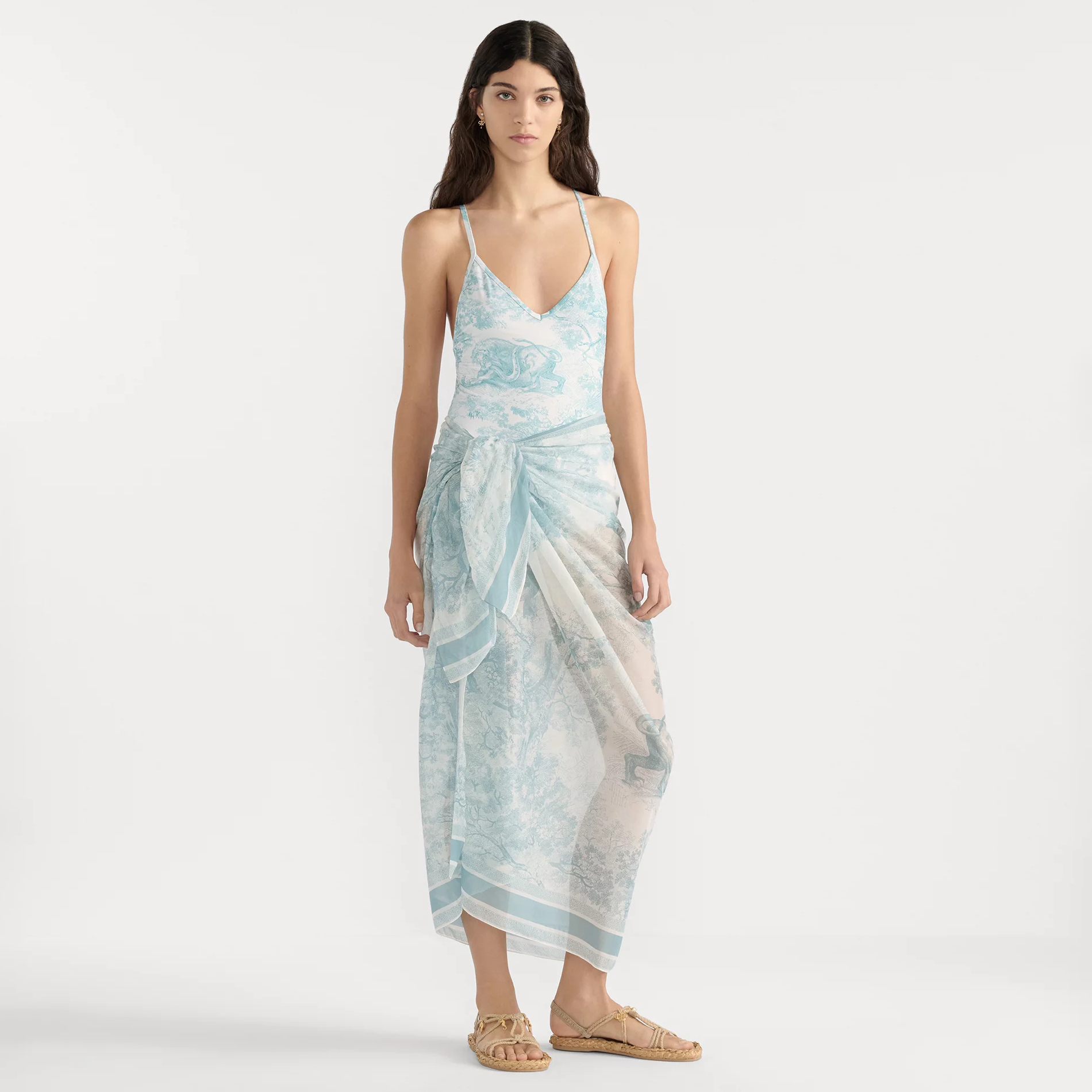 NIGO Dior Women's Summer Animal Print Swimsuit With Criss-cross Straps At The Back Paired With A Silk Scarf Two-piece Set Suit #nigo77688