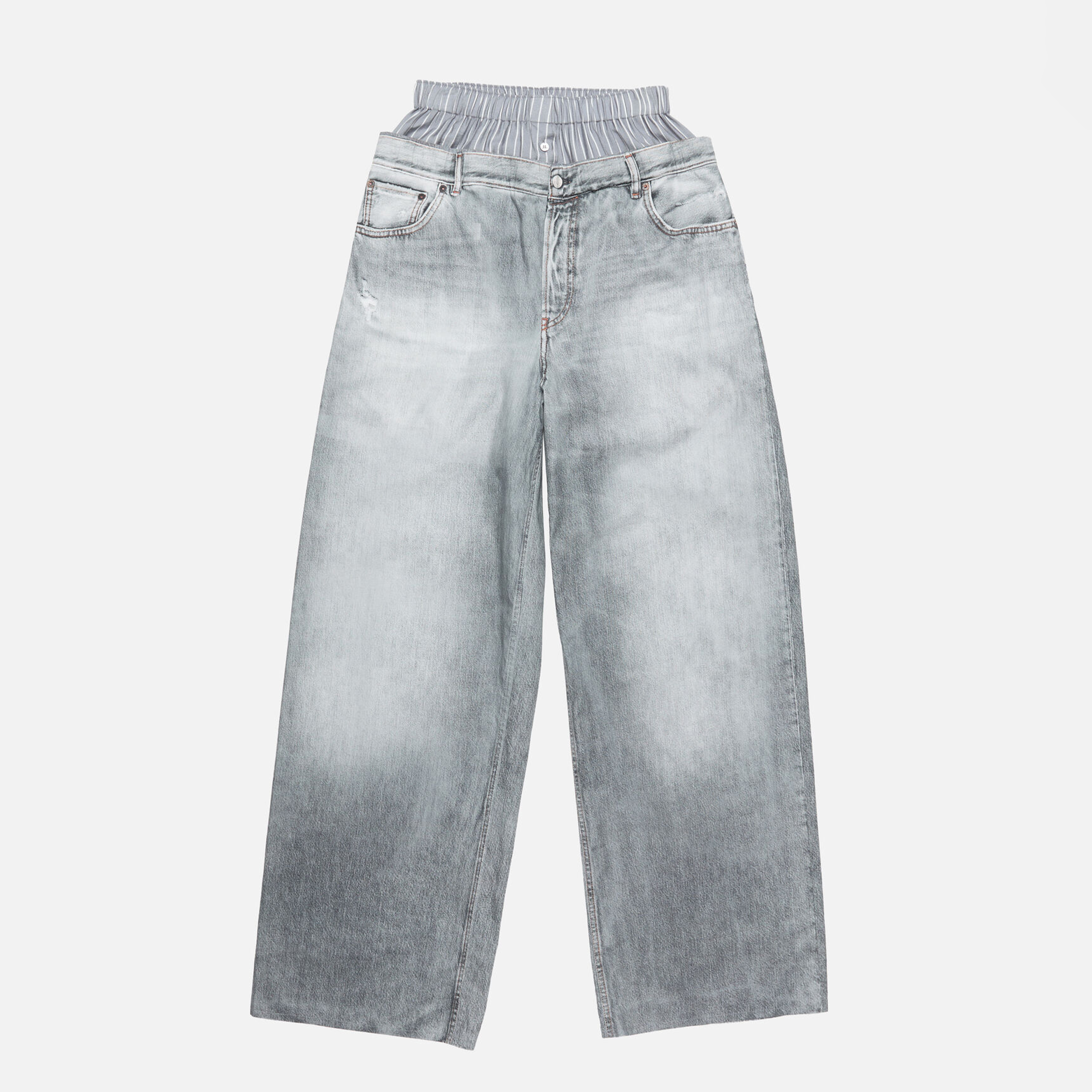 NIGO Acne Studios Women's Spring And Summer Double Pants Waist Vintage Old Washed High Waist Loose Cotton Wide Leg Straight Pants Ngvp #nigo1895