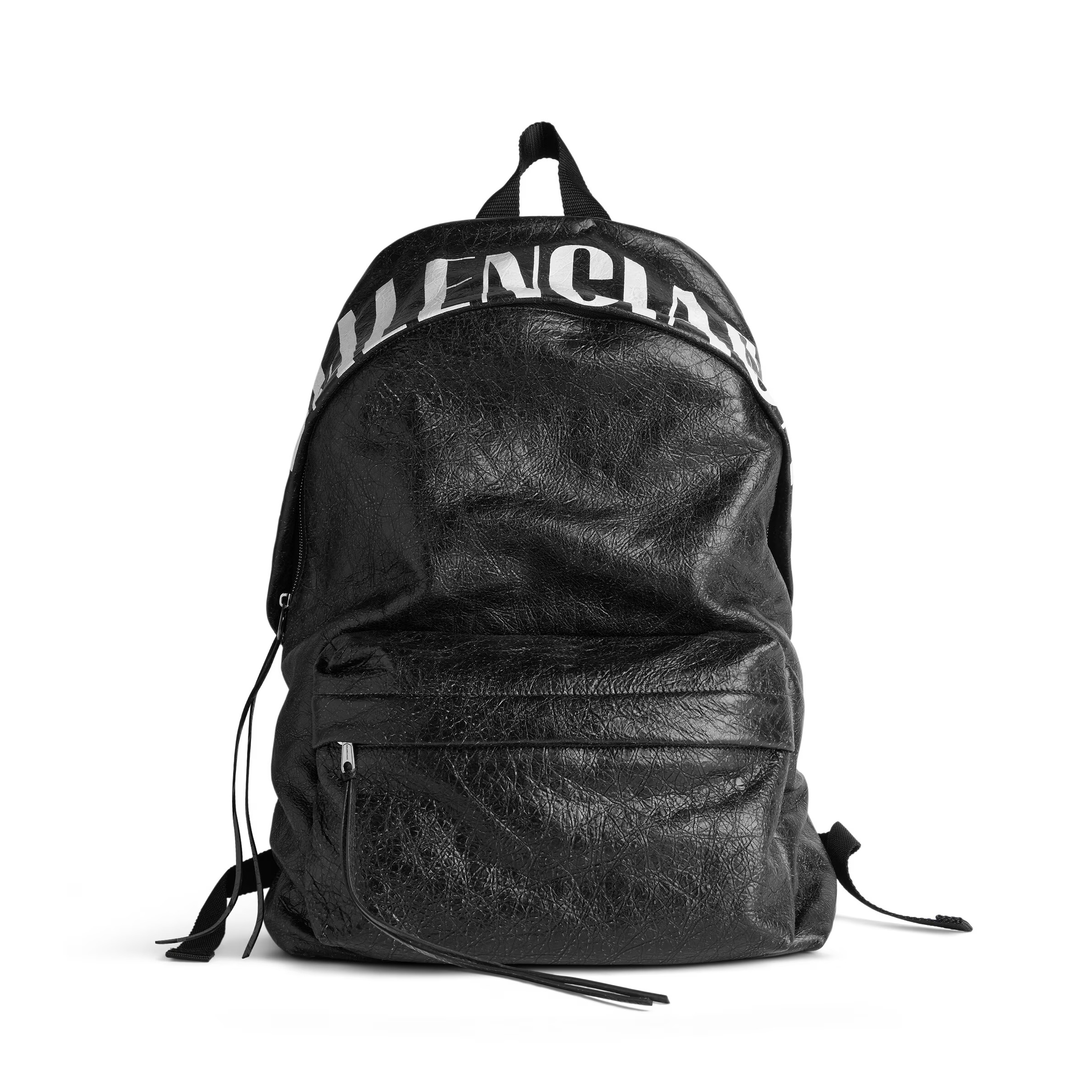 NIGO Balenciaga Explorer Men's Letter Print Black Grained Cowhide Leather Backpack Bag Bags #nigo77713