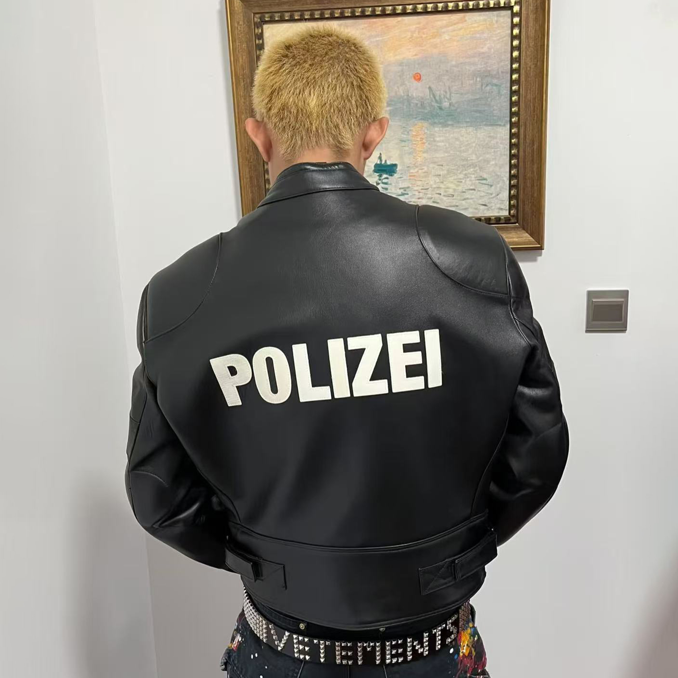 NIGO Vetements Men's Fall And Winter Motorcycle Biker Shoulder Pad Leather Jacket Thickened Cotton Short Jacket Ngvp #nigo1895