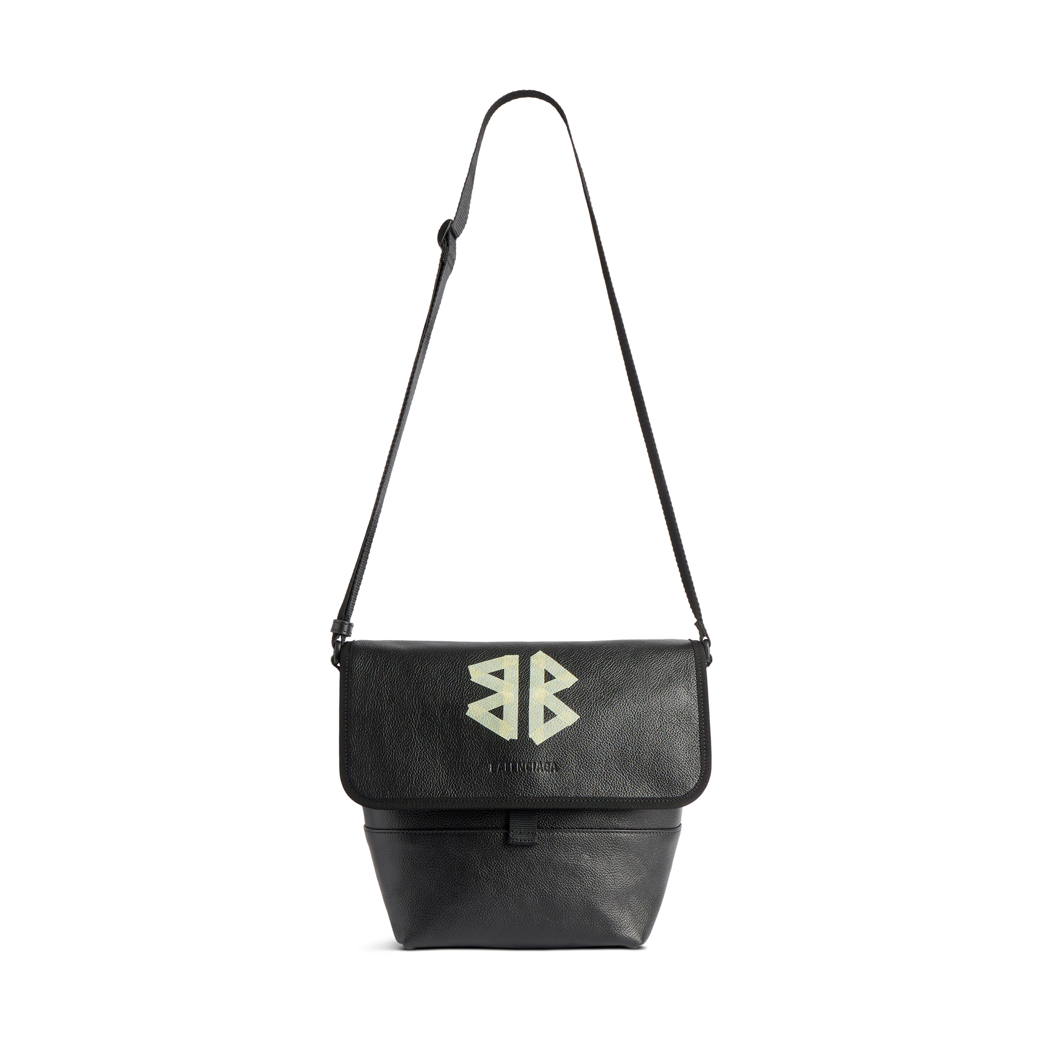 NIGO Balenciaga Men's Letter Print Black Calfskin Single Shoulder Crossbody Bag Bags #nigo77712