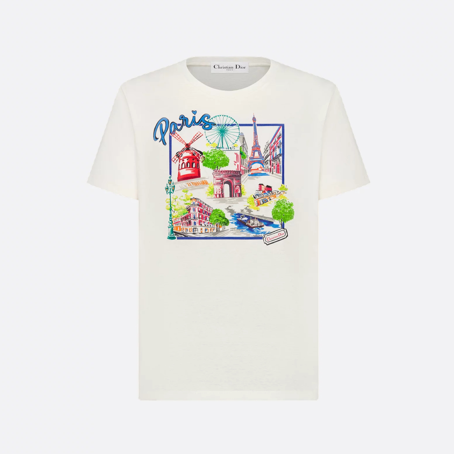 NIGO Dior Women's Dior Souvenir T-shirt Summer City Logo Printed Round Neck Cotton Linen Blend Solid Color Straight Short Sleeve T-Shirt Ngvp #nigo1934