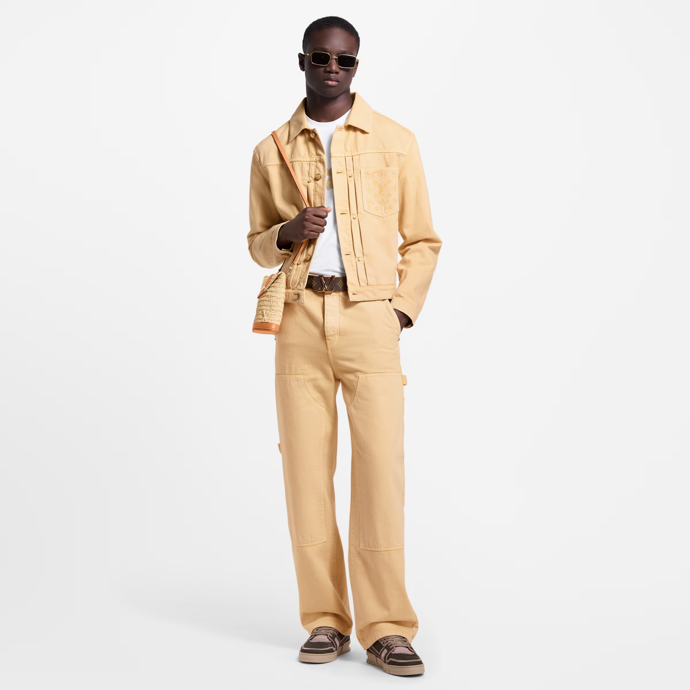 NIGO Louis Vuitton TYPE II Men's Spring/Autumn Solid Colour Embroidered Letter Print Pocket Single-Breasted Long-Sleeved Denim Jacket and Casual Denim Trousers Pants Set Suit #nigo77715