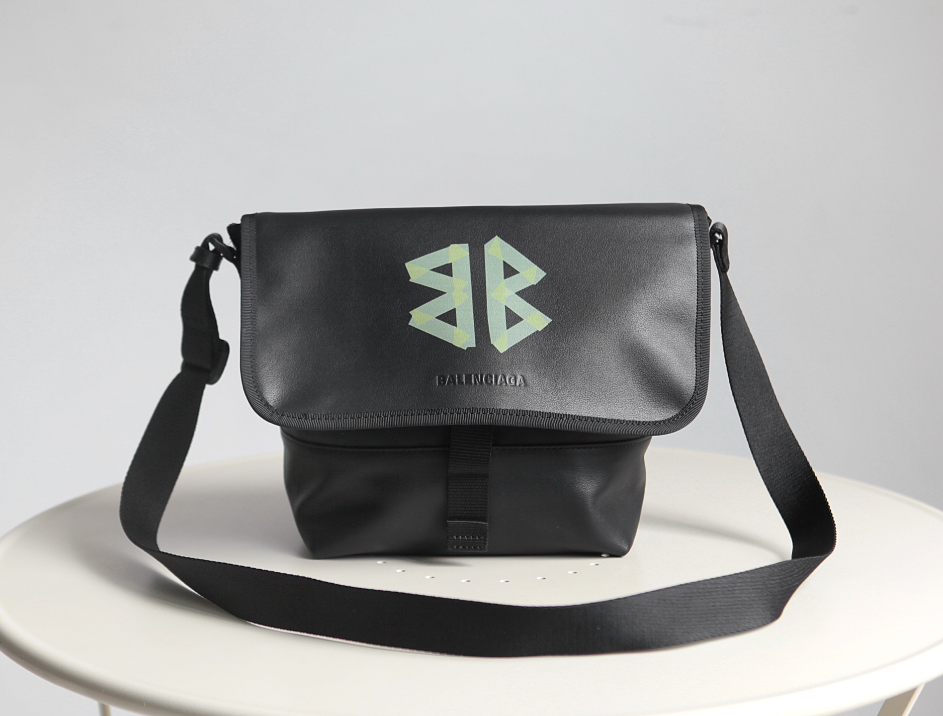 NIGO Balenciaga Men's Letter Print Black Calfskin Single Shoulder Crossbody Bag Bags #nigo77712