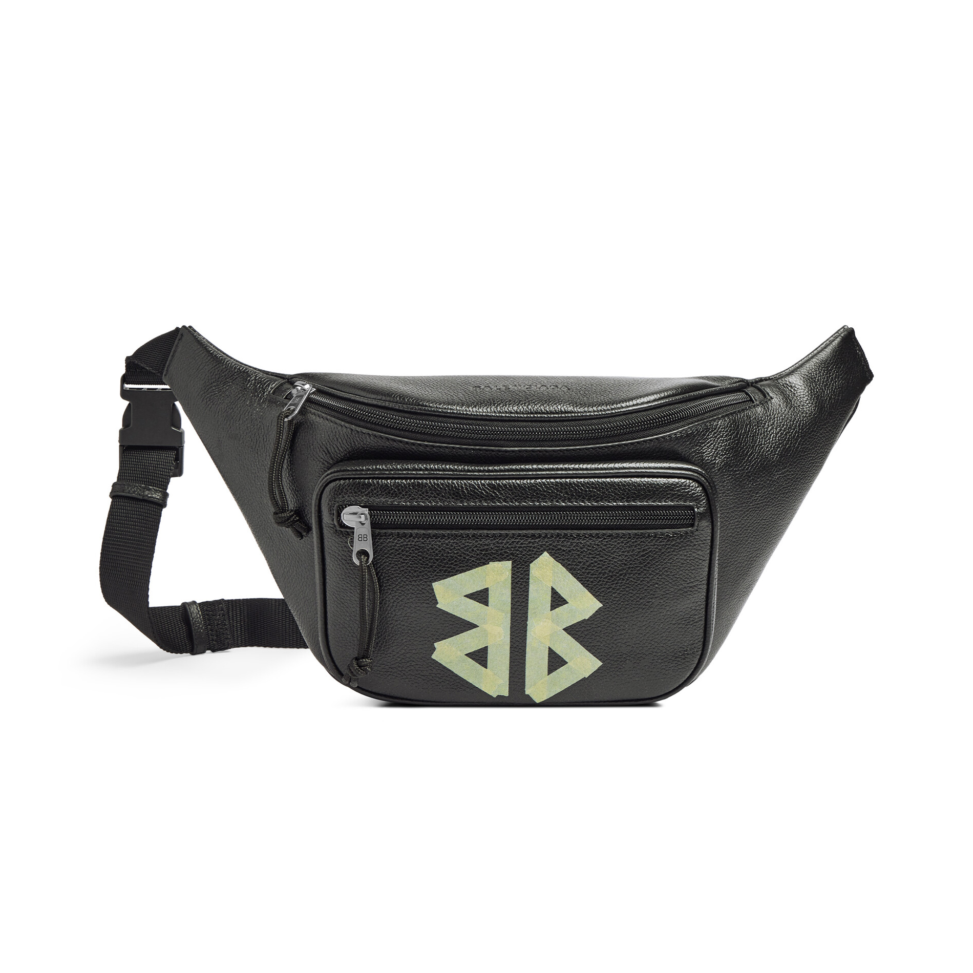 NIGO Balenciaga Explorer Men's Letter Print Zipper Closure Black Grained Cowhide Leather Single Shoulder Crossbody Belt Bag Bags #nigo77711