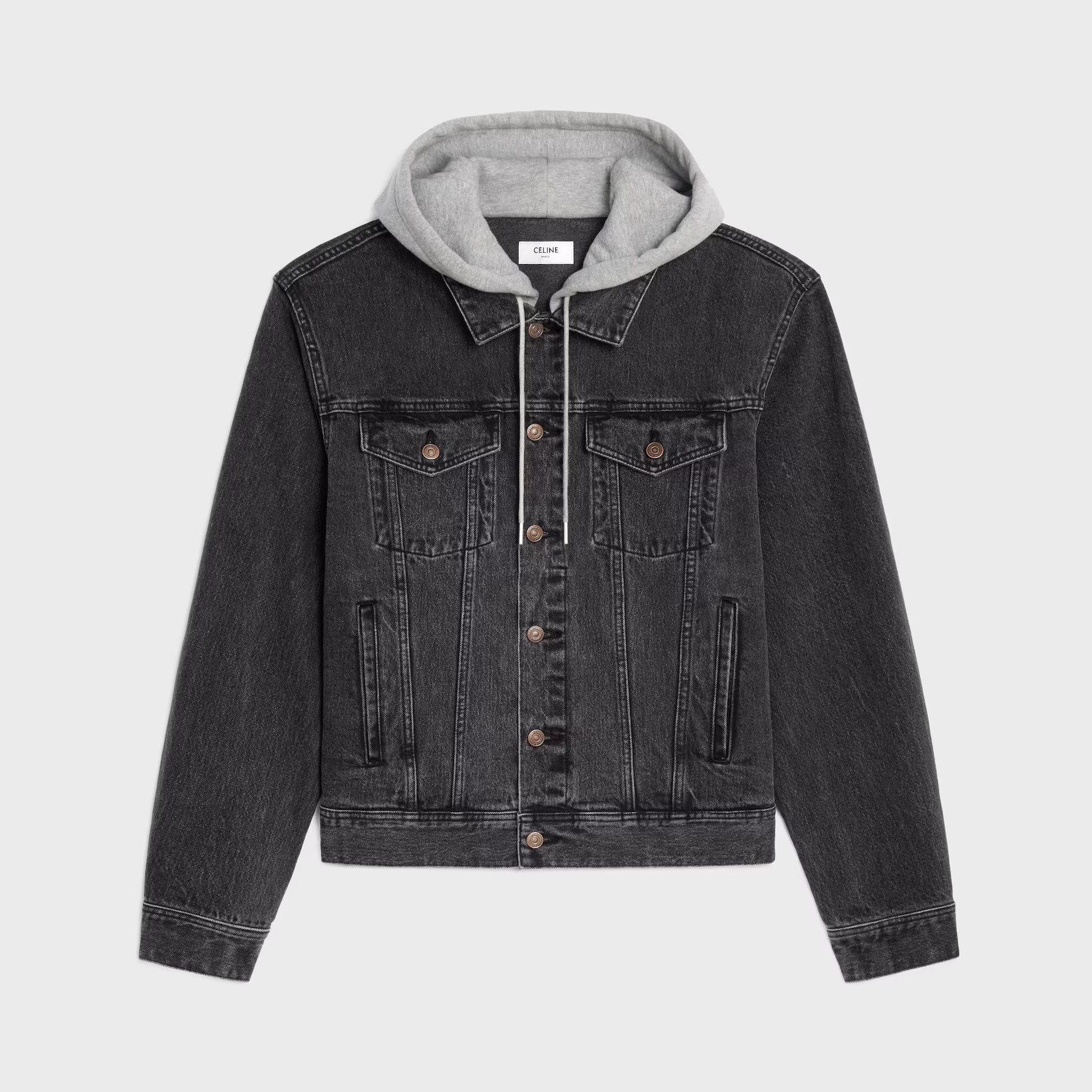 NIGO Celine Men's Spring/Autumn Solid Color Hooded Single-Breasted Long-Sleeved Denim Jacket #nigo77716