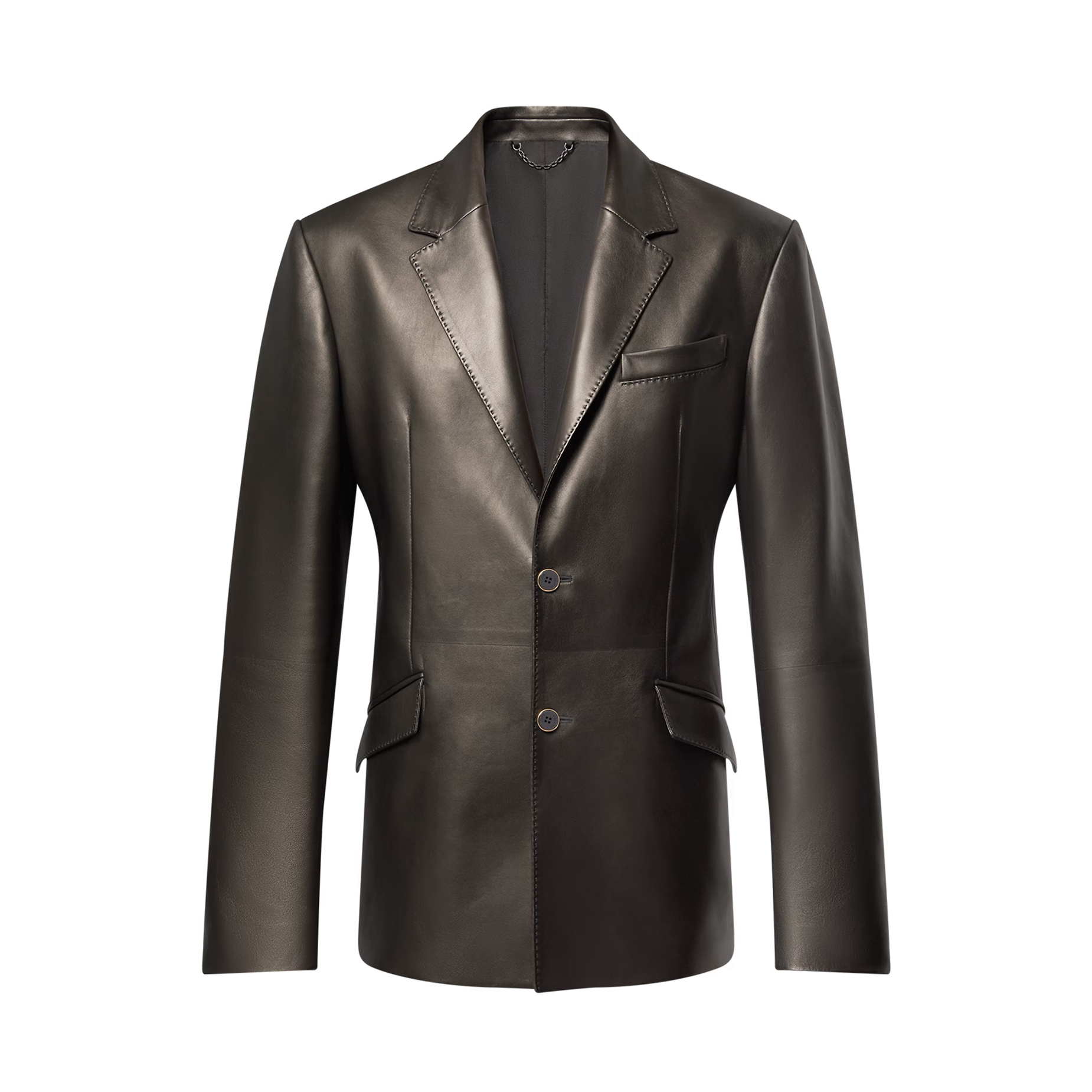 NIGO Louis Vuitton Men's Spring/Autumn Solid Color Single-Breasted V-Neck Leather Long-Sleeved Suit Jacket #nigo77734