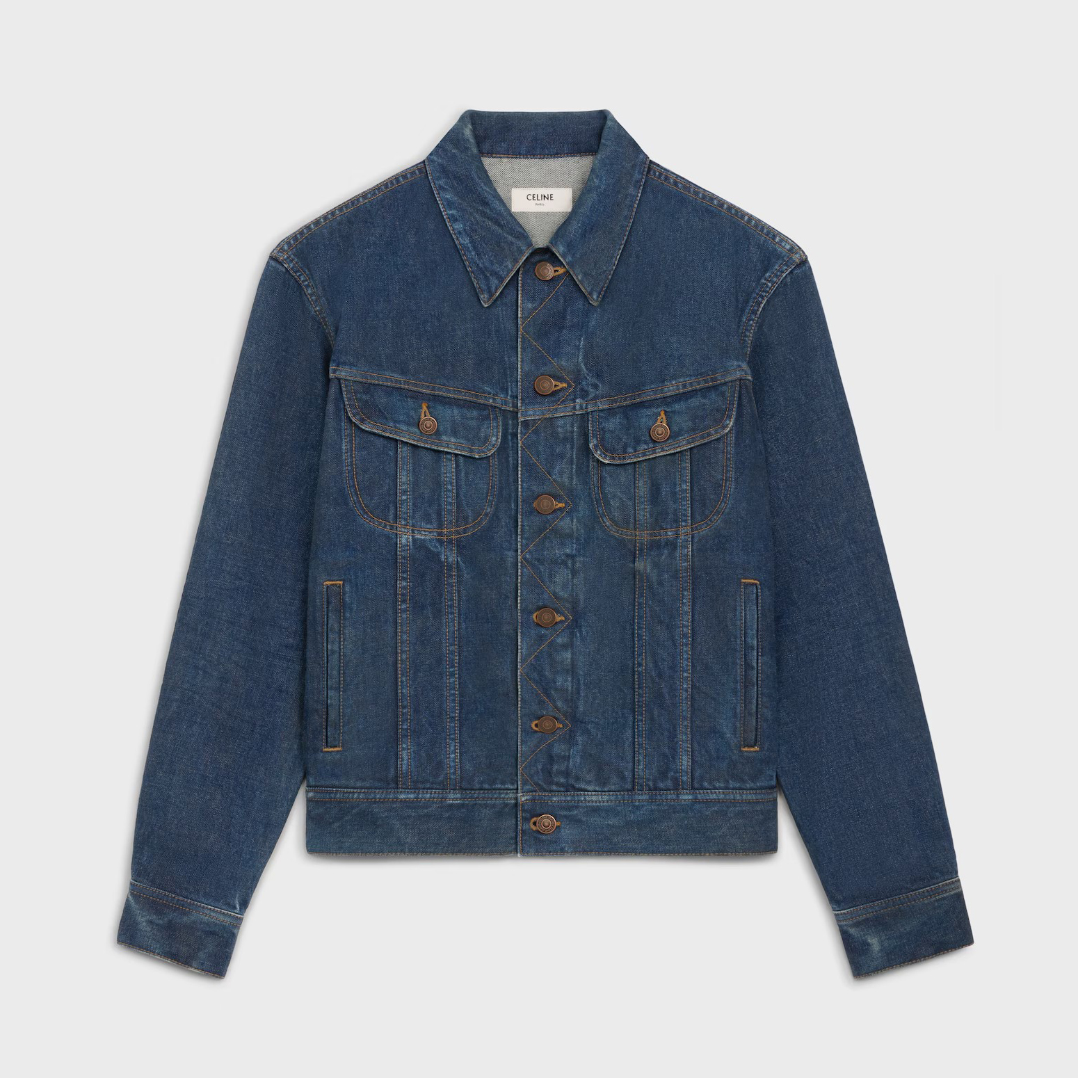 NIGO Celine Men's And Women's Spring And Autumn Solid Color Letter Print Single Breasted Long Sleeved Denim Jacket #nigo77737