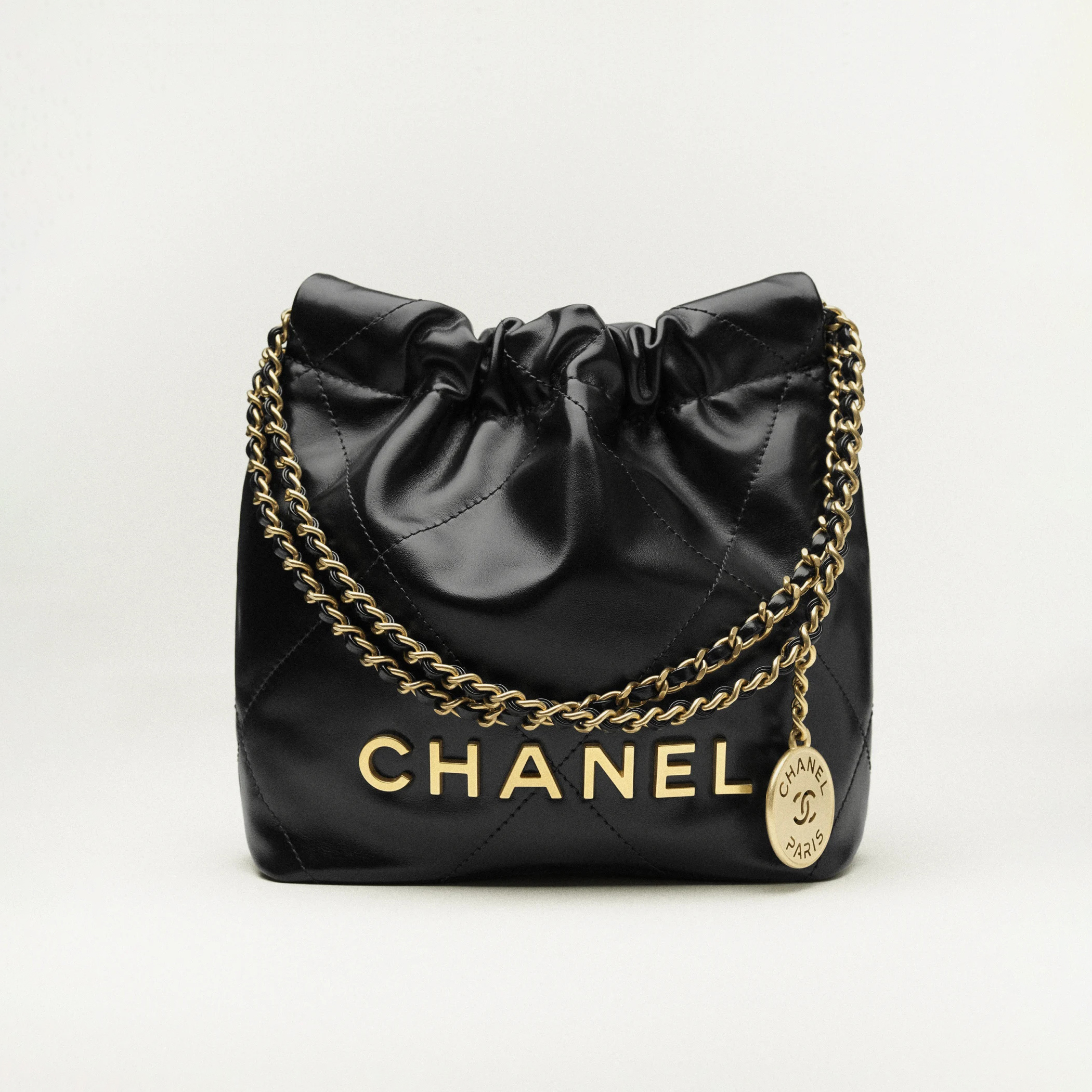 NIGO Chanel Women's Solid Color Logo Drawstring Closure Chain Shoulder Strap Glossy Calfskin Shoulder Crossbody Bag Bags #nigo77727