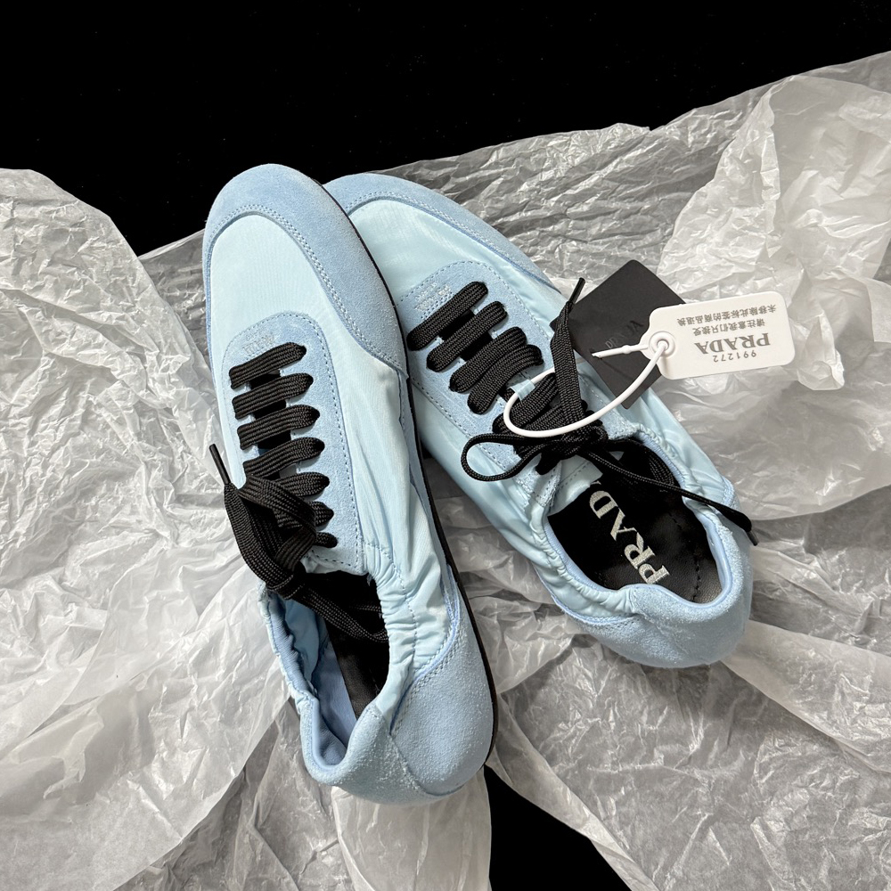 NIGO Prada Women's Solid-color Nylon Fabric And Suede Low-top Lace-up Training Shoes #nigo77759