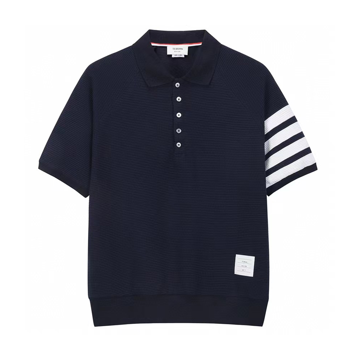 NIGO Thom Browne Men's Summer Lapel Straight Polo Short Sleeve Shirt Solid Color Casual Striped Elastic Waist Tie Sports Shorts Ngvp #nigo1942