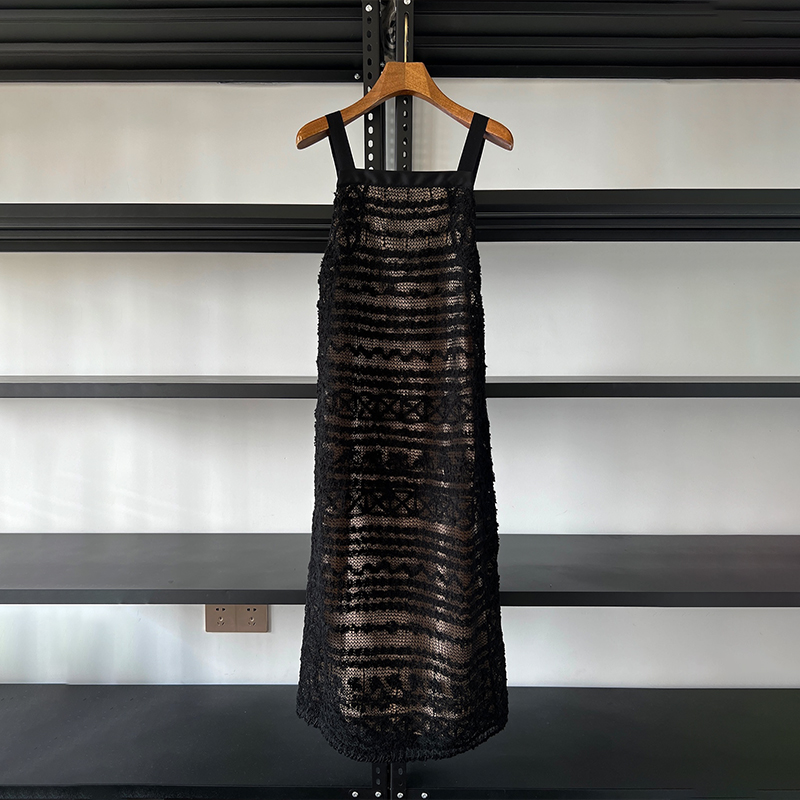 NIGO Chanel Women's Black Hollow Sexy Slim Halter Dress Spring And Summer Fashion Temperament Elegant Long Dress Skirt Ngvp #nigo1967