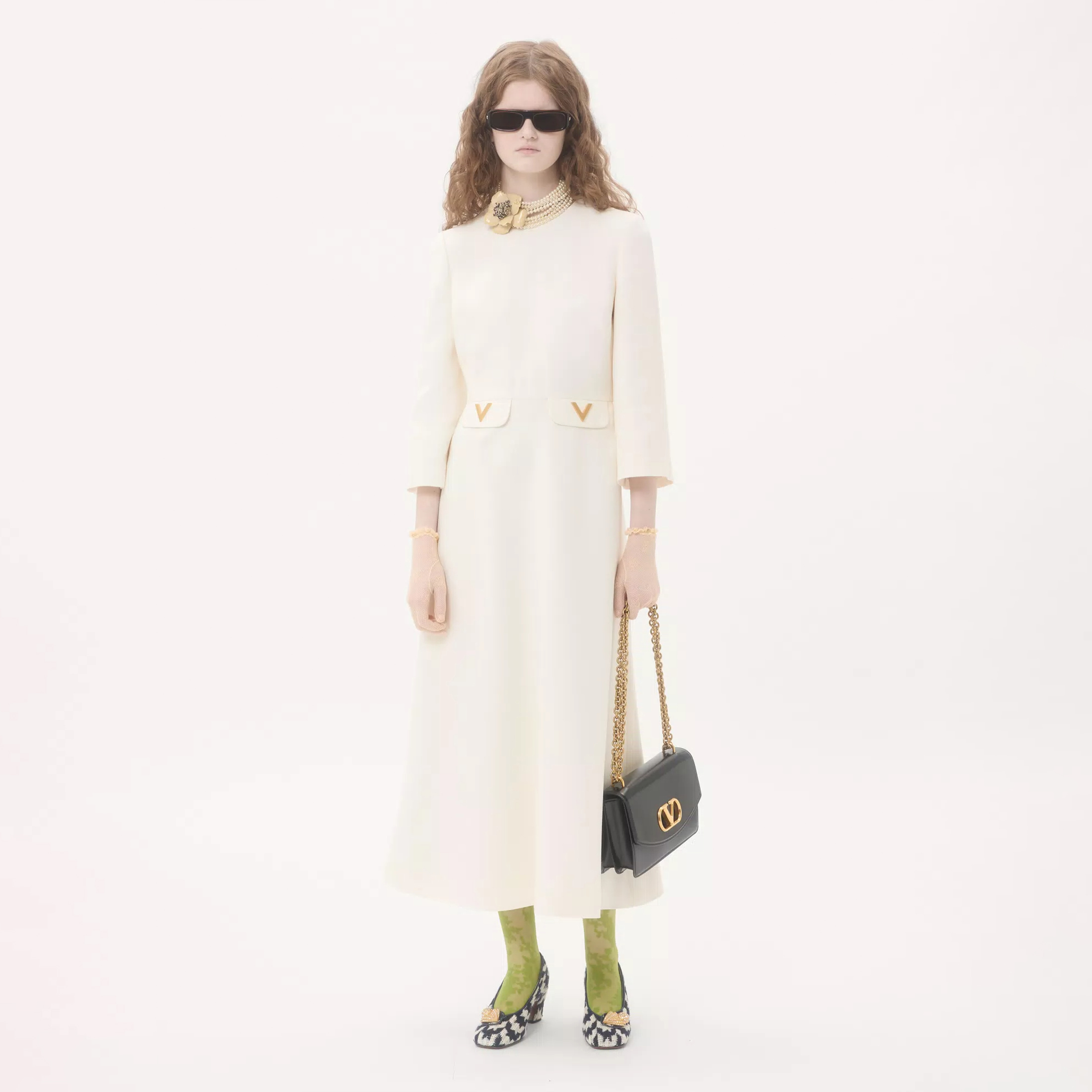 NIGO Valentino Crepe Couture Midi Dress Women's Spring And Summer Temperament Dresses Classic Models Exquisite And Elegant Long Dresses Medium-sleeved Dress Dresses Ngvp #nigo1966