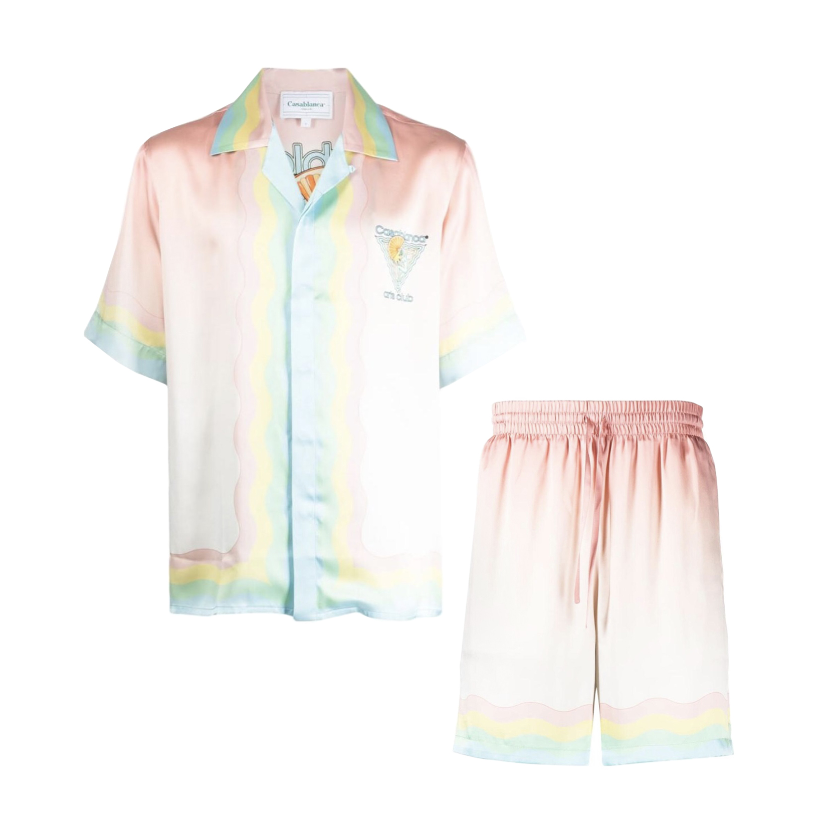 NIGO Casablanca Men's Summer Gradient Pattern Printed Single-Button Short-Sleeved Shirt and Casual Shorts Set Suit #nigo77745