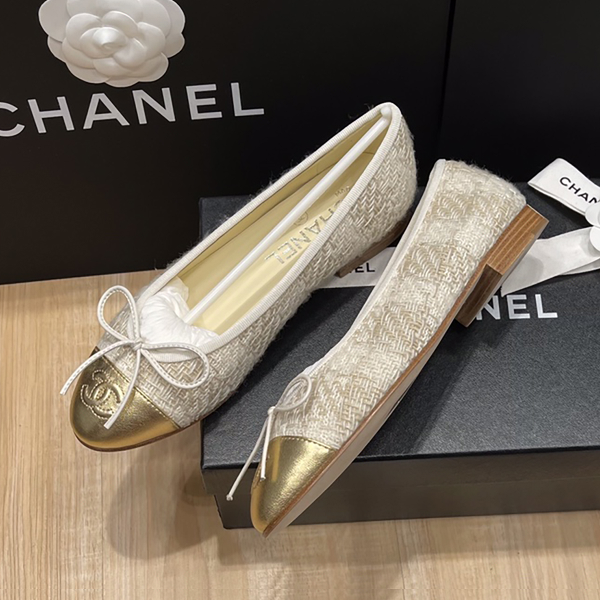 NIGO Chanel Women's Spring/Summer Solid Color Tweed Fabric Ballet Flats Shoes #nigo77753