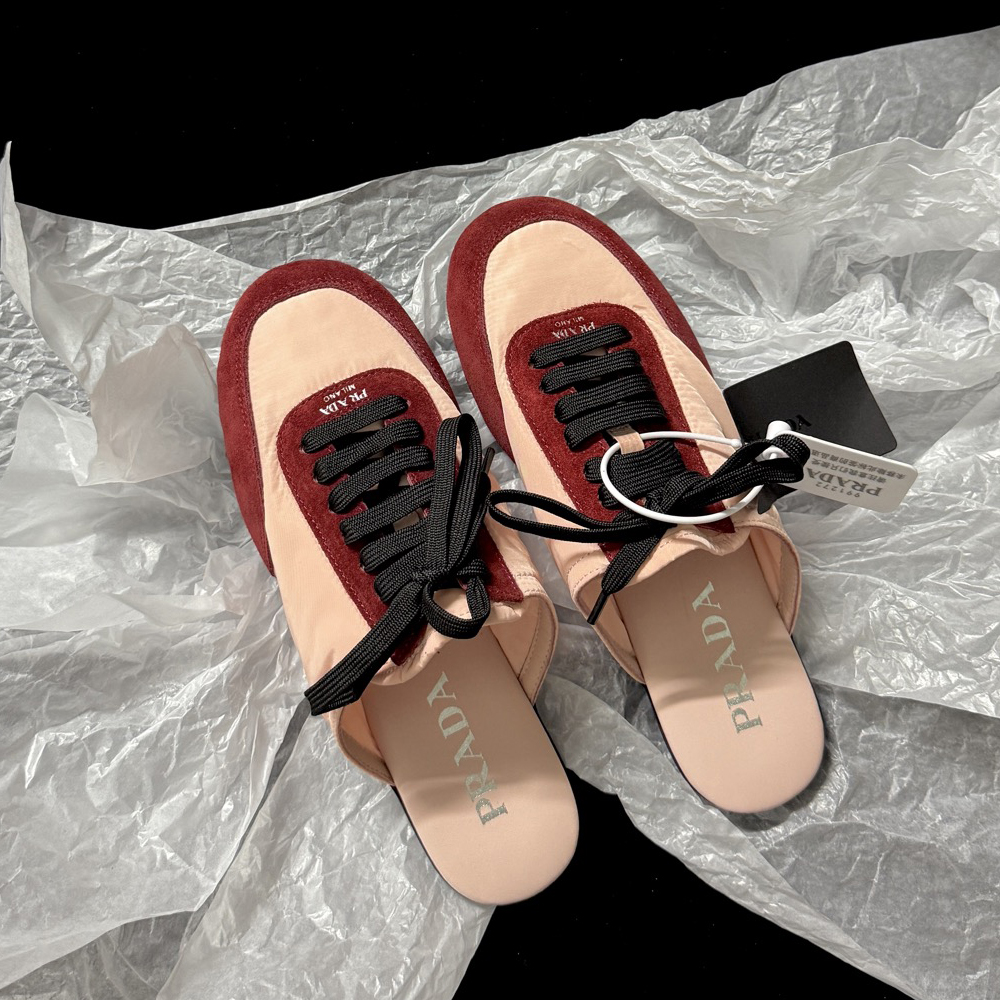 NIGO Prada Women's Solid-color Nylon Fabric And Suede Low-top Lace-up Training Shoes #nigo77761