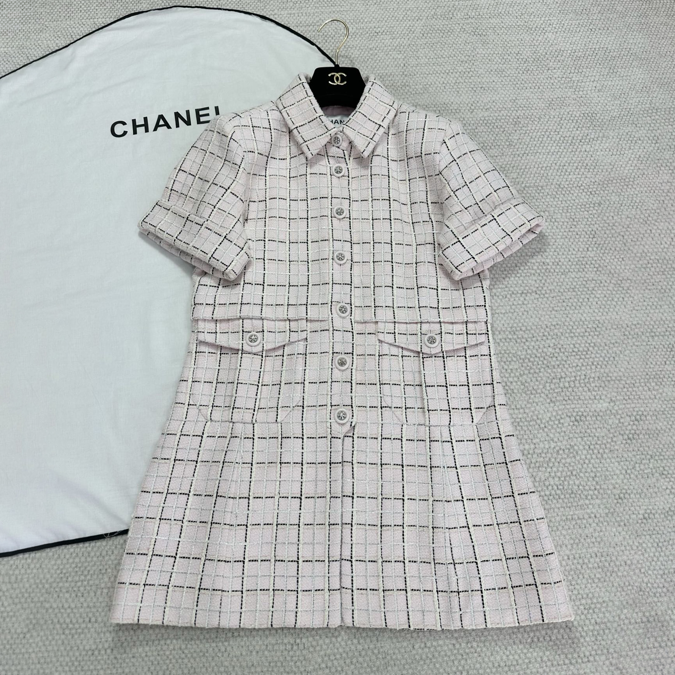 NIGO Chanel Women's Women's Spring And Summer Pink Plaid Woven Dress Fashionable Elegant Temperament Casual Single-breasted Shirt Dress Dresses Ngvp #nigo1963