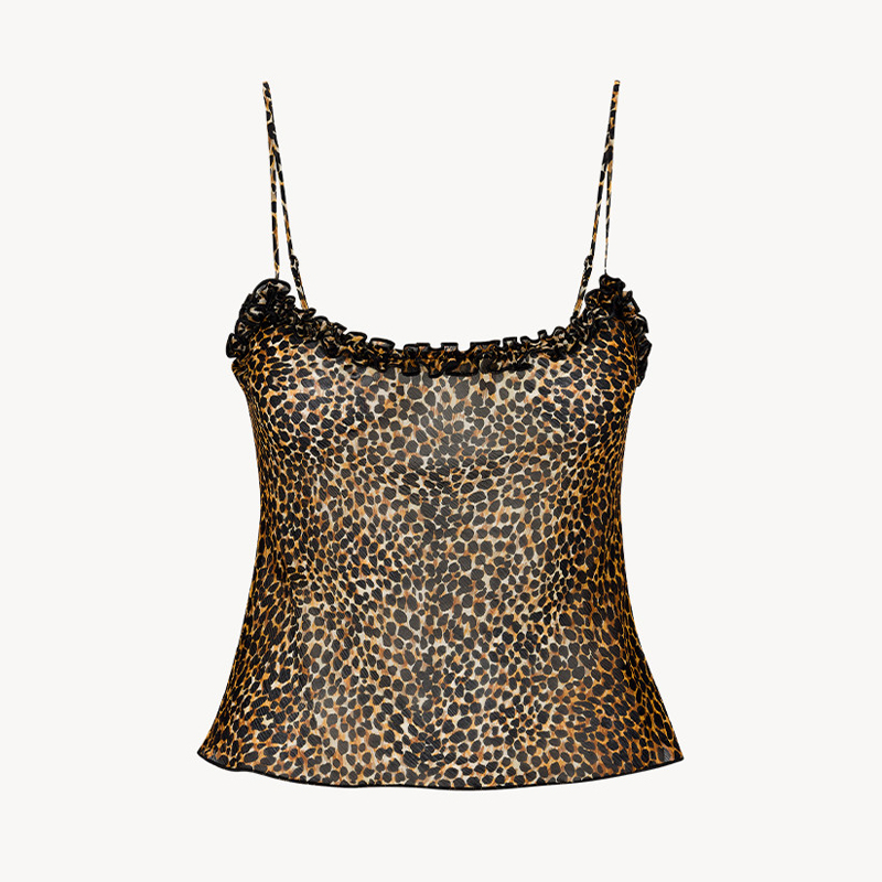 NIGO Realisation Par Women's Summer Leopard Print Short Silk Thin Sleeveless Camisole Vest Pullover Top Ngvp #nigo1948