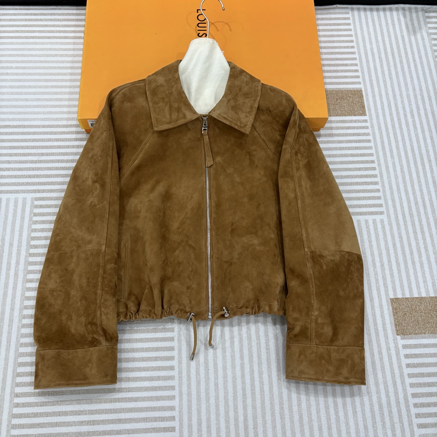 NIGO Loewe Women's Autumn/Winter Solid Color Suede Drawstring Waist Zipper Long Sleeve #nigo77767