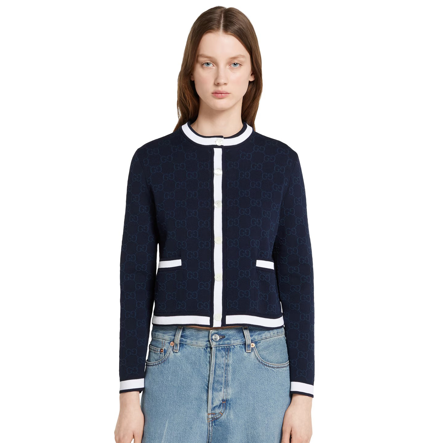 NIGO Gucci Women's Spring And Fall V-neck Single Breasted Drop Shoulder Long Sleeved Knit Cardigan Jacket #nigo77765