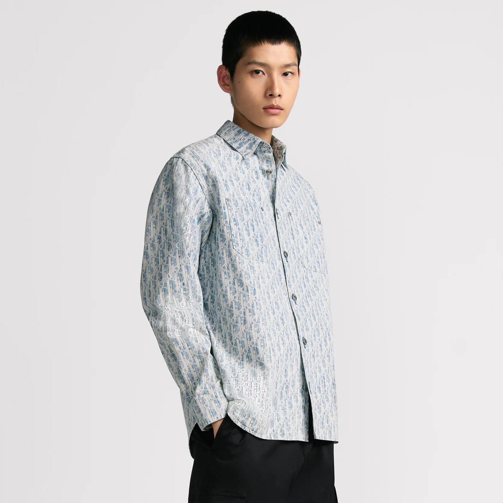 NIGO Dior Men's Spring/Autumn Alphabet Print Single-Breasted Long-Sleeved Denim Shirt #nigo77785