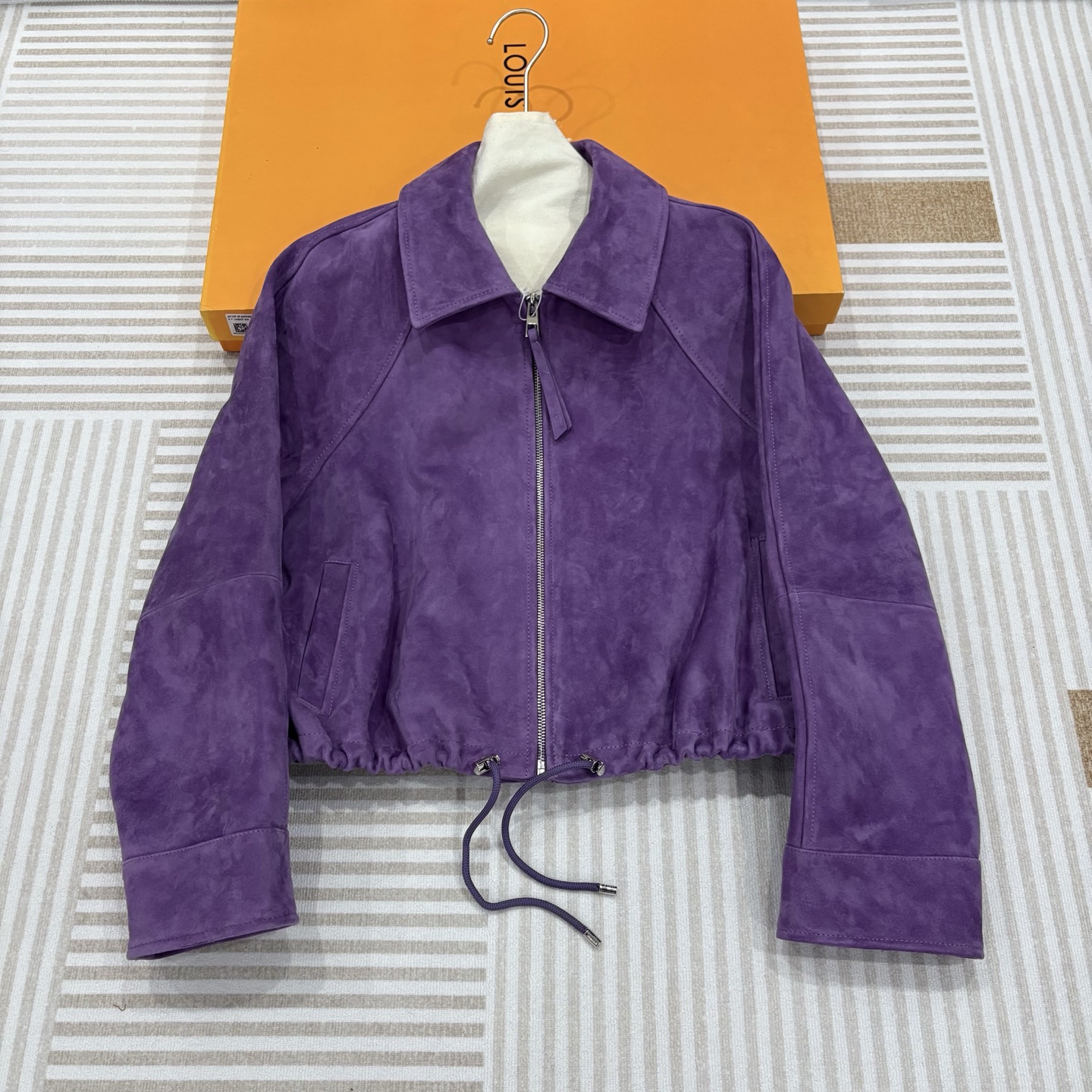 NIGO Loewe Women's Autumn/Winter Solid Color Suede Drawstring Waist Zipper Long Sleeve #nigo77767