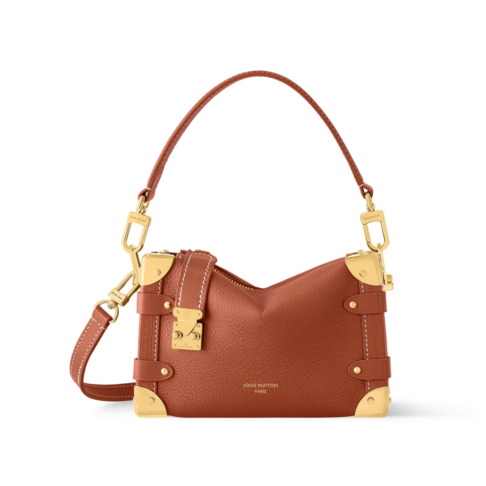 NIGO Louis Vuitton Side Trunk Women's Metal Accessory Zipper Closure Buckle Solid Color Cowhide Leather Shoulder Bag Crossbody Handbag Bags #nigo77791