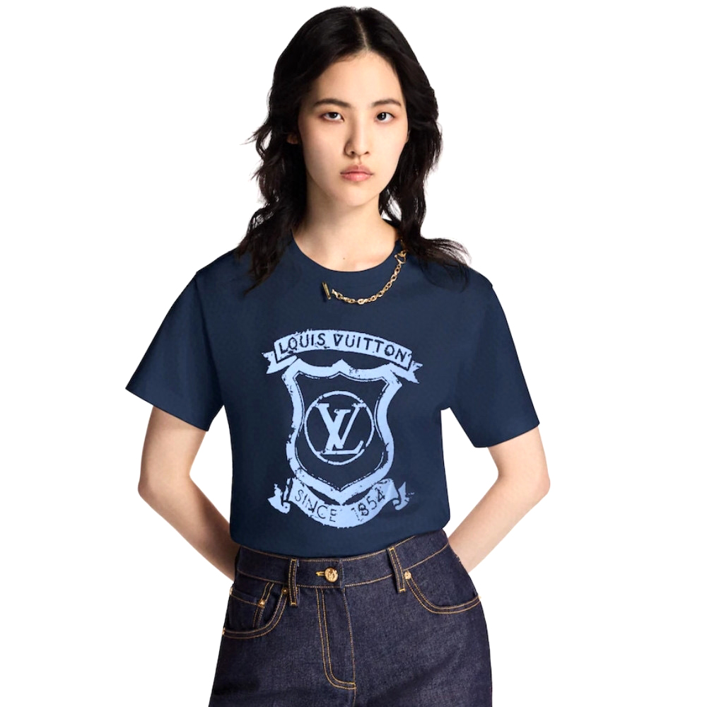 NIGO Louis Vuitton Women's Summer Solid Color Shield Pattern Printed Round Neck Cotton Short Sleeve T-Shirt #nigo77811
