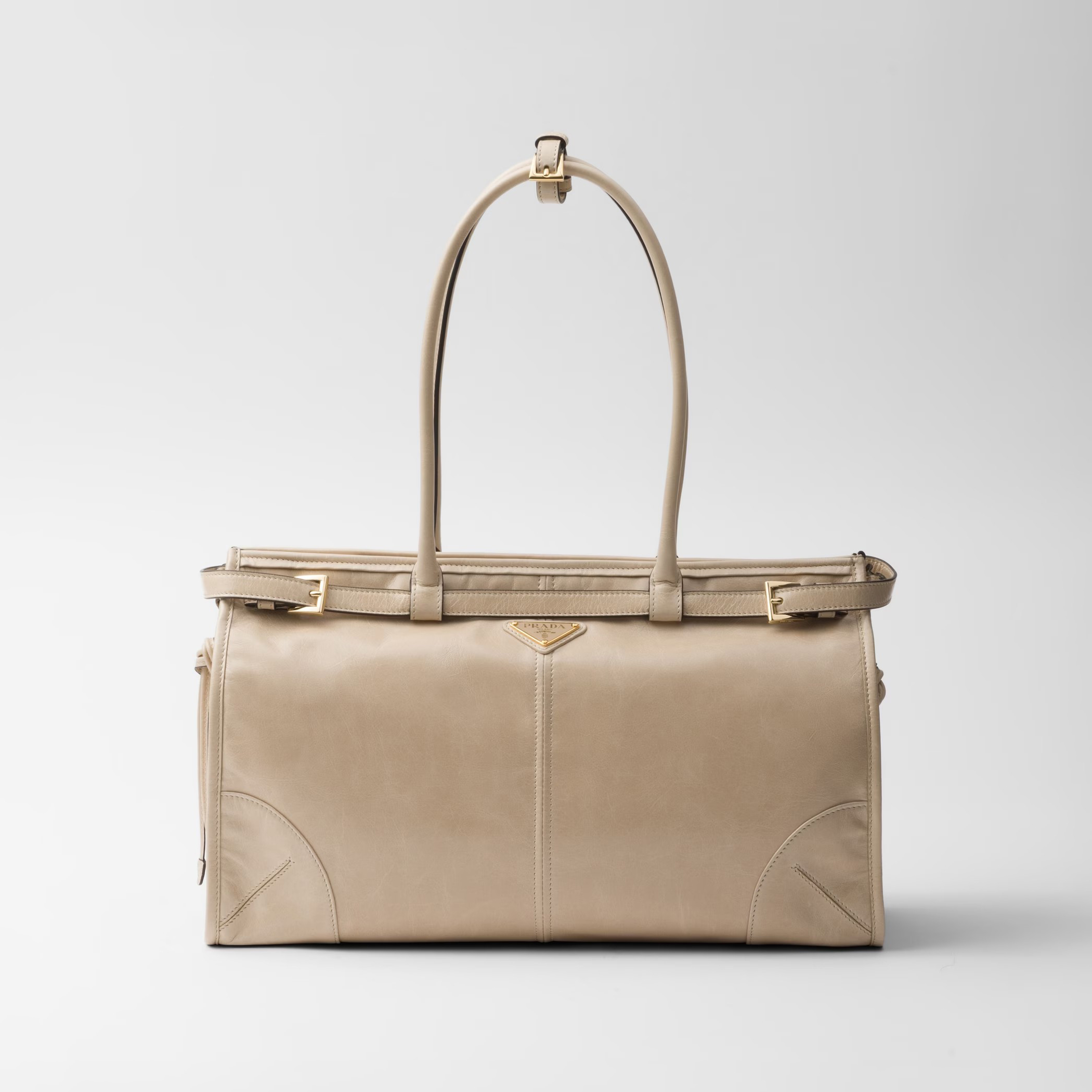 NIGO Prada Bonnie Soft Lux Women's Series Solid Color Oil-Waxed Leather Logo Handbag Casual Crossbody Bag Bags #nigo77825