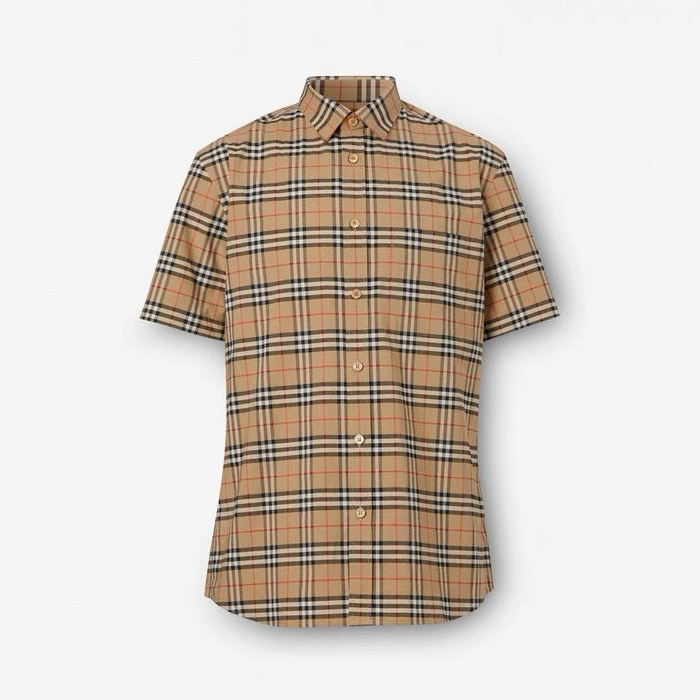 NIGO Burberry Men's Summer Checkered Print Single-Breasted Collar Short-Sleeved Shirt #nigo77829