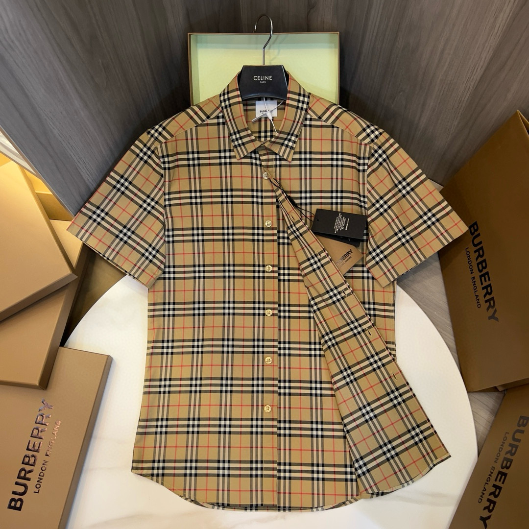 NIGO Burberry Men's Summer Checkered Print Single-Breasted Collar Short-Sleeved Shirt #nigo77829