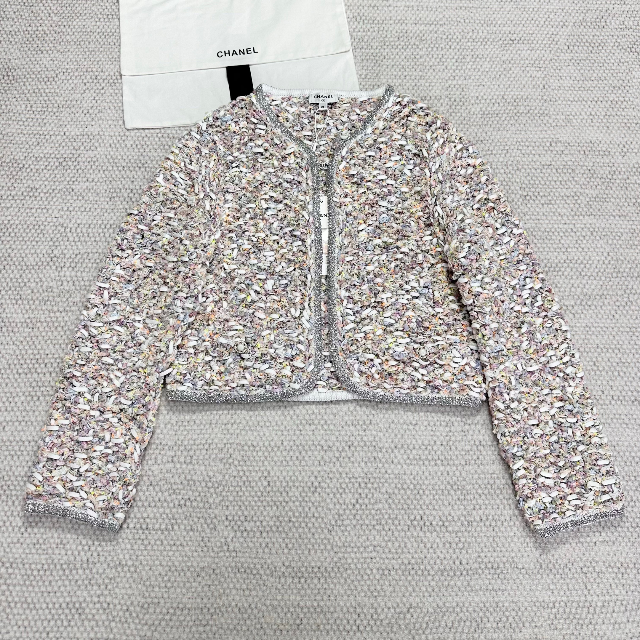 NIGO Chanel Women's Colorful Diamonds Woven Cotton Round Neck Spring and Autumn Long Sleeve Short Cardigan Jacket Ngvp #nigo1953