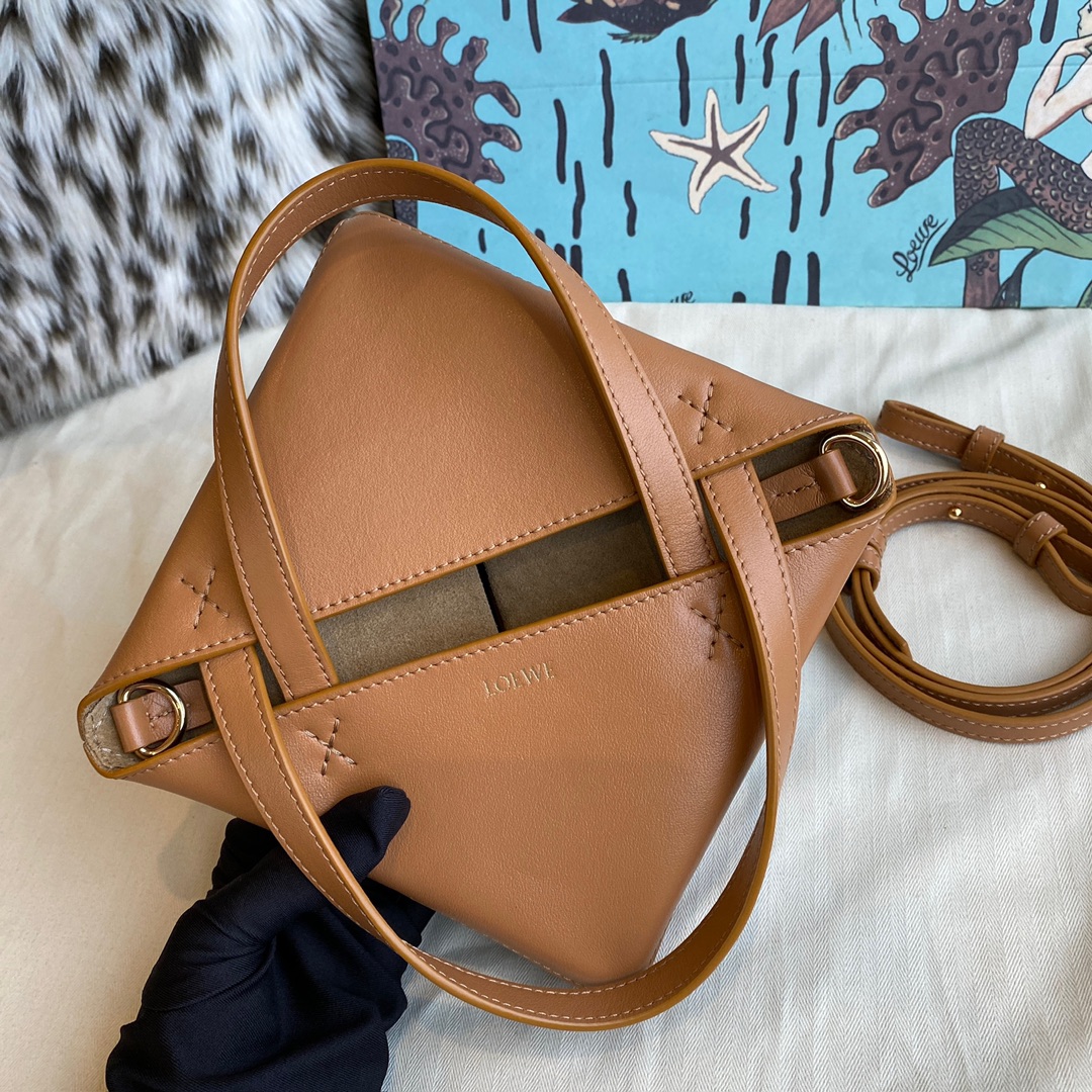 NIGO Loewe Puzzle Fold Women's Shiny Calfskin Tote Bag Vintage Solid Color Handbag Bags #nigo77816