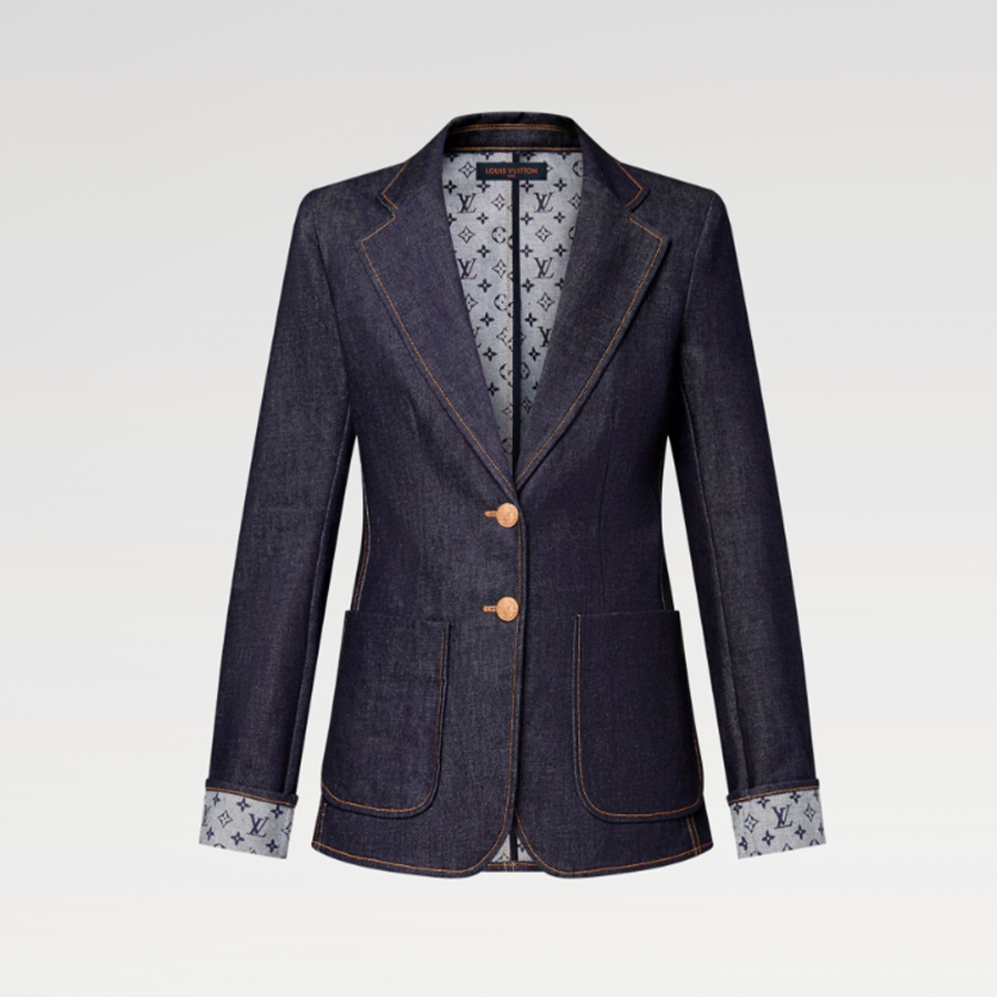 NIGO Louis Vuitton Women's College Style Blazer Collar Spring And Autumn Cotton Long Sleeve Single Breasted Denim Blazer Jacket #nigo81344