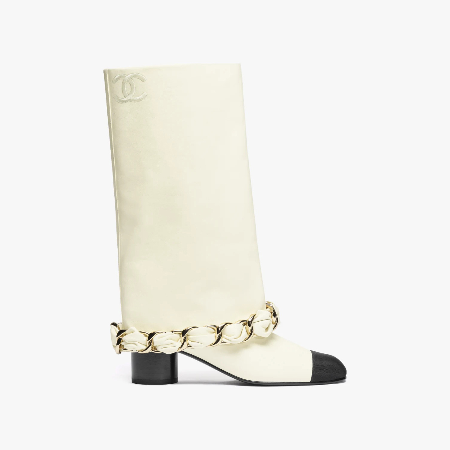 NIGO Chanel Women's Solid Color Round Toe Leather High Top Riding Boots Shoes #nigo77819