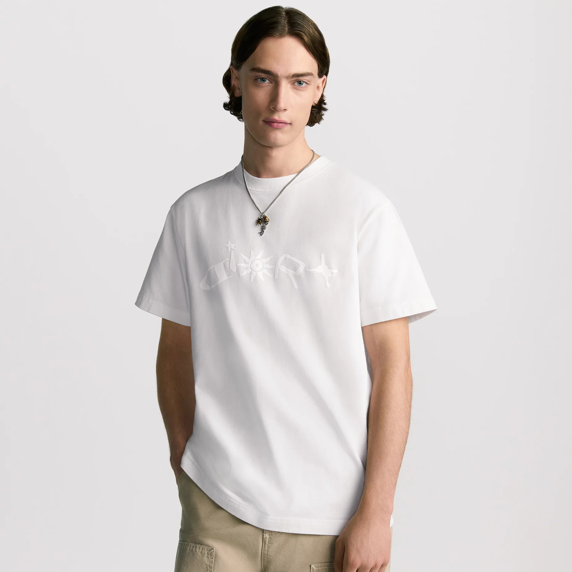 NIGO Dior Men's Summer Embroidered Print Solid Color Cotton Crew Neck Short Sleeve T-Shirt #nigo77831