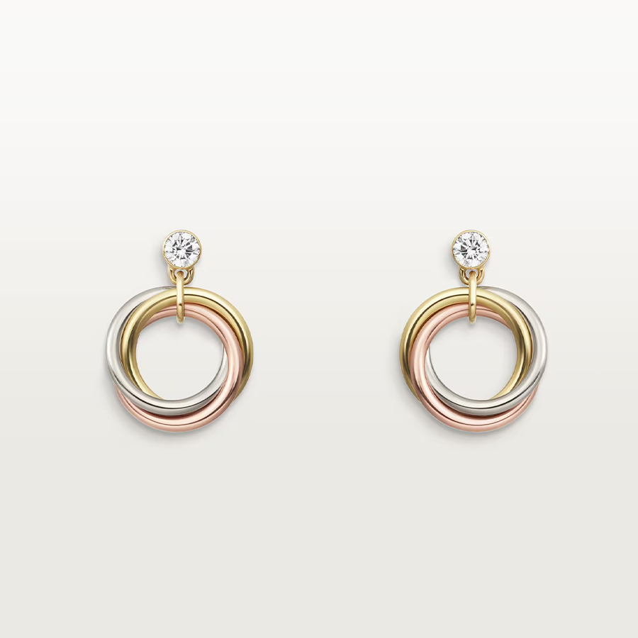 NIGO Cartier Women's Men's Simple Triple Ring Tri-Color Brilliant-Cut Diamonds Fashion Trinity Earrings V Gold Jewelry Accessories Ngvp #nigo1954