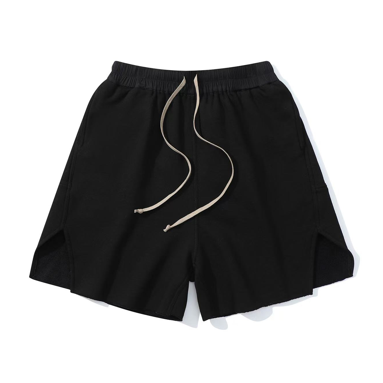 NIGO Rick Owens Men's Spring/Summer Drawstring Tie Mid Waist Cotton Solid Color Loose Casual Shorts Back Zipper Ngvp #nigo1951