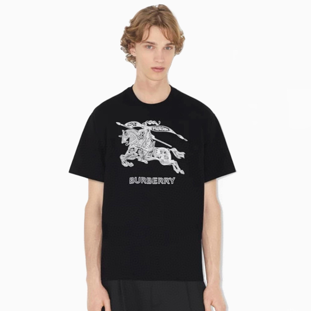 NIGO Burberry Men's Summer Embroidered Knight Pattern Printed Solid Color Crew Neck Short Sleeve T-Shirt #nigo77827