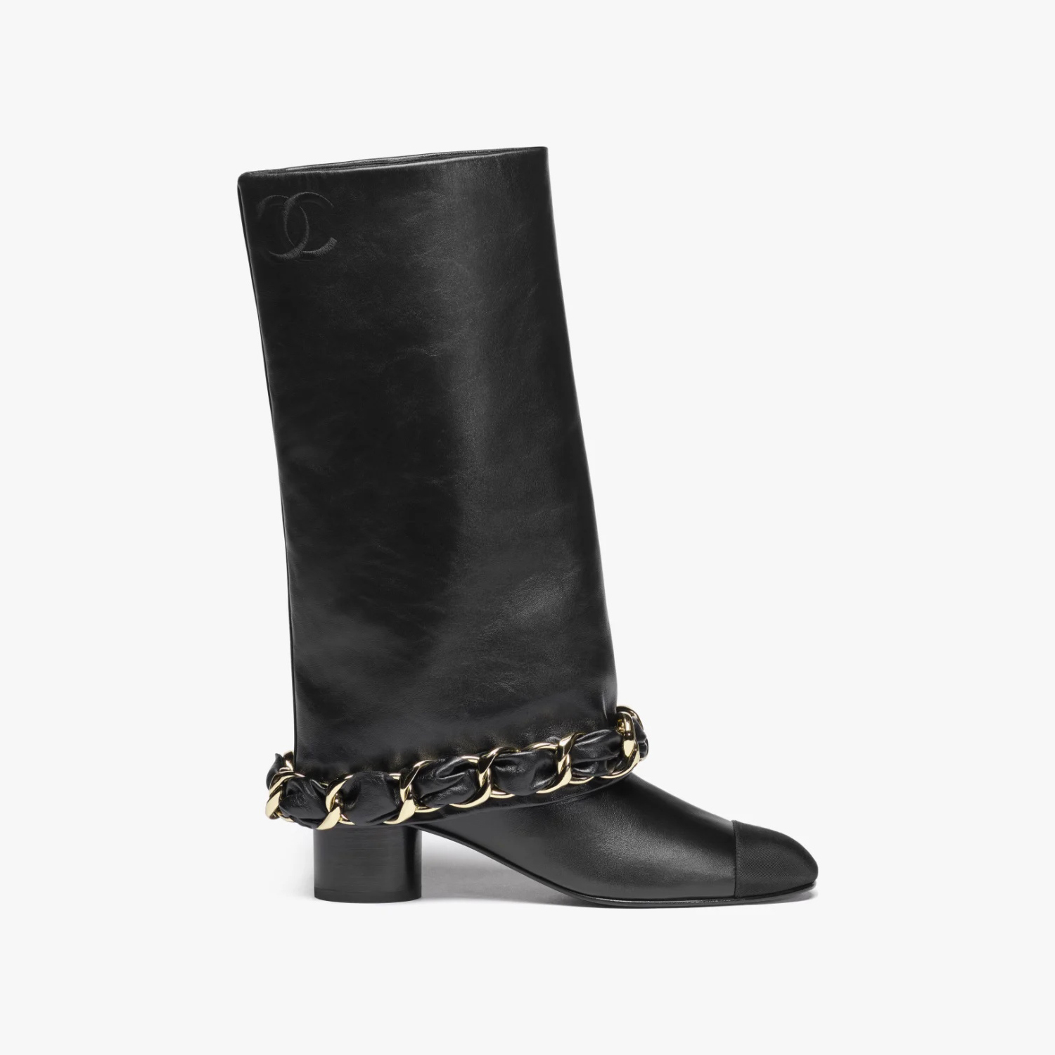 NIGO Chanel Women's Solid Color Round Toe Leather High Top Riding Boots Shoes #nigo77819