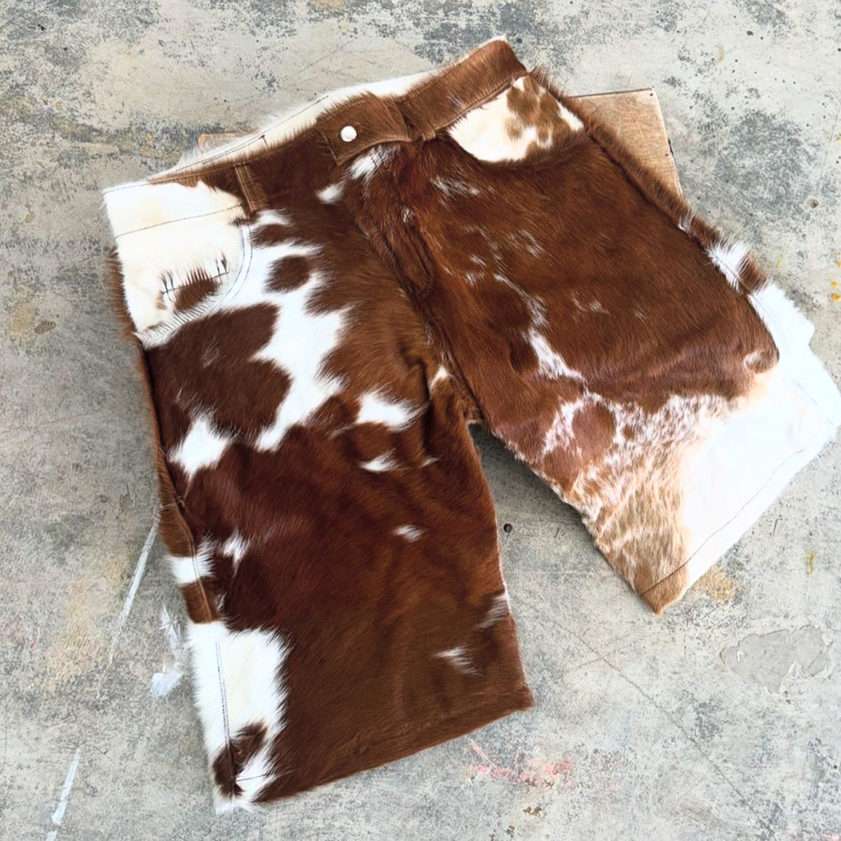 NIGO Self-branded Spring And Summer New 1of1 Leather Cow Fur Shorts High Street Trend Fashion Hip-hop Style Versatile Luxury Wide-legged Shorts Ngvp #nigo1583