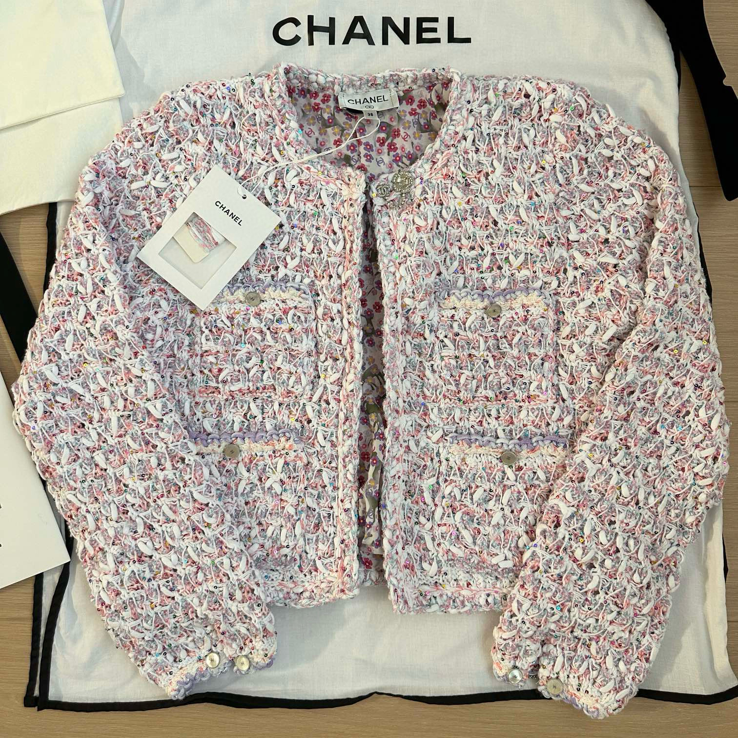 NIGO Chanel Women's Spring & Autumn Single Breasted Color Blocking Sequins Multi-Pockets Round Collar Fitted Long Sleeve Cardigan Jacket Ngvp #nigo1957