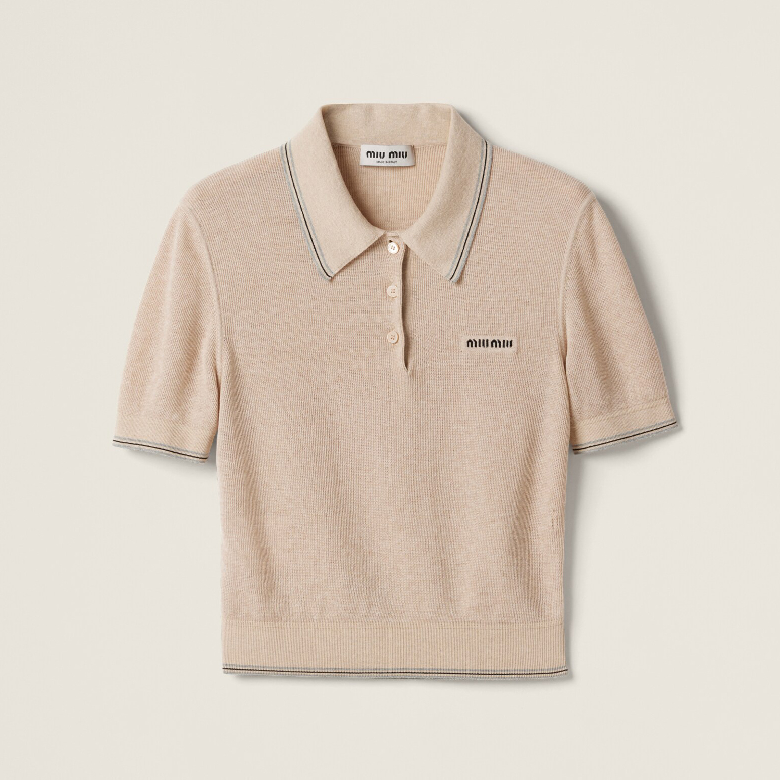 NIGO MiuMiu Women's Summer Solid Color Embroidered Logo Knitted Polo Shirt Short Sleeve T-Shirt #nigo77843