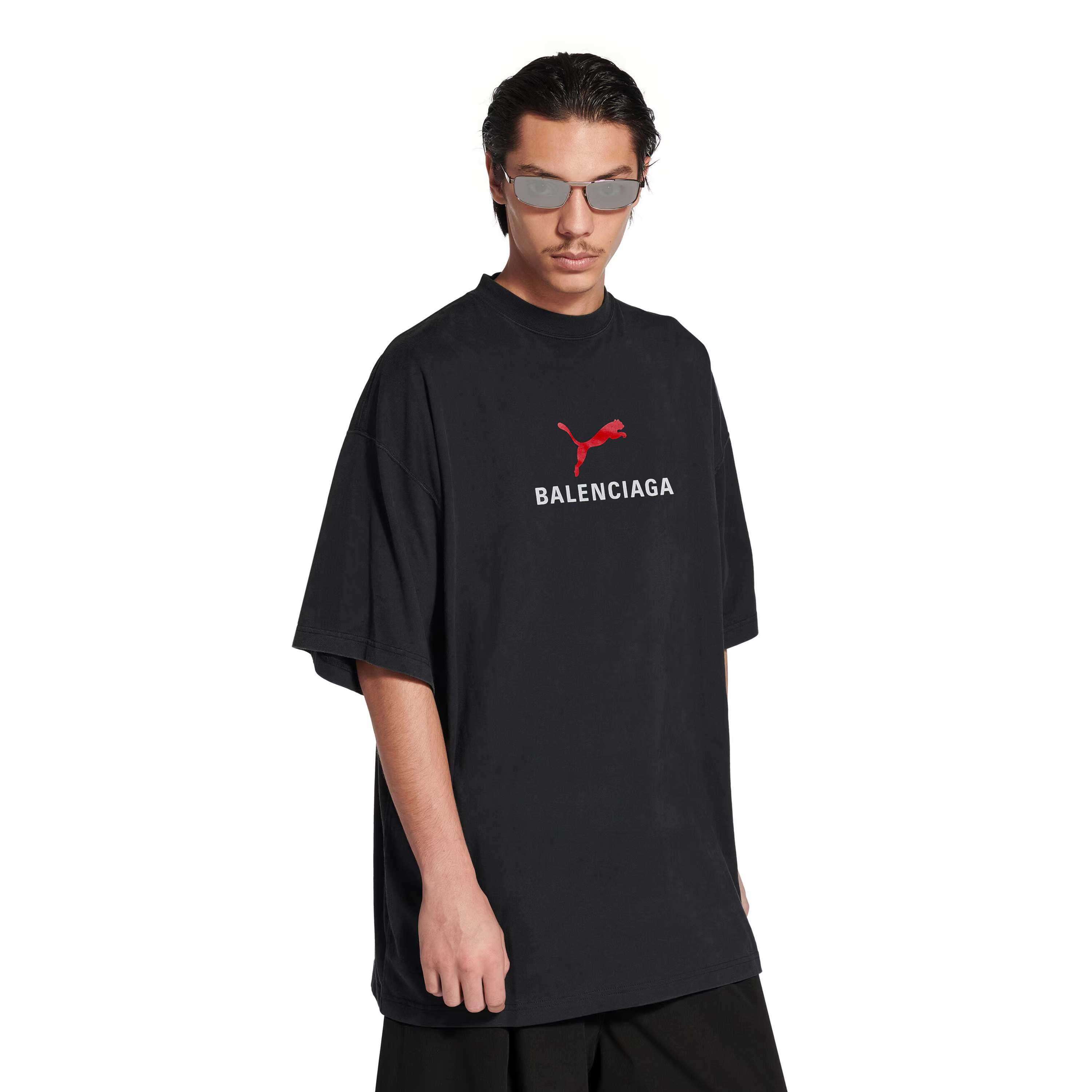 NIGO Balenciaga x Puma Men's Women's Summer Oversized Crew Neck Cotton Solid Color Short Sleeve T-Shirt #nigo77853