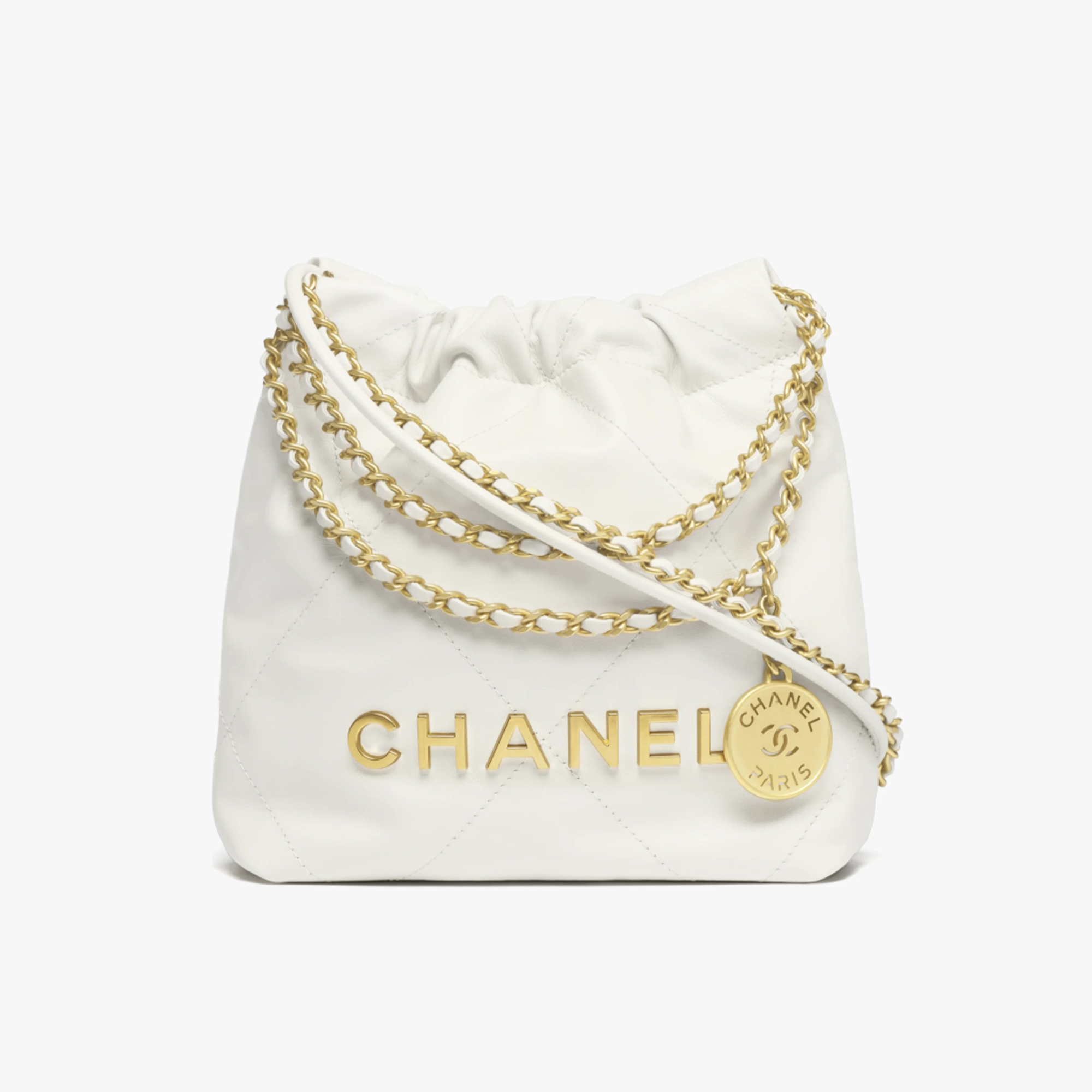 NIGO Chanel Women's Solid Color Logo Drawstring Closure Chain Shoulder Strap Glossy Calfskin Shoulder Crossbody Bag Bags #nigo77838