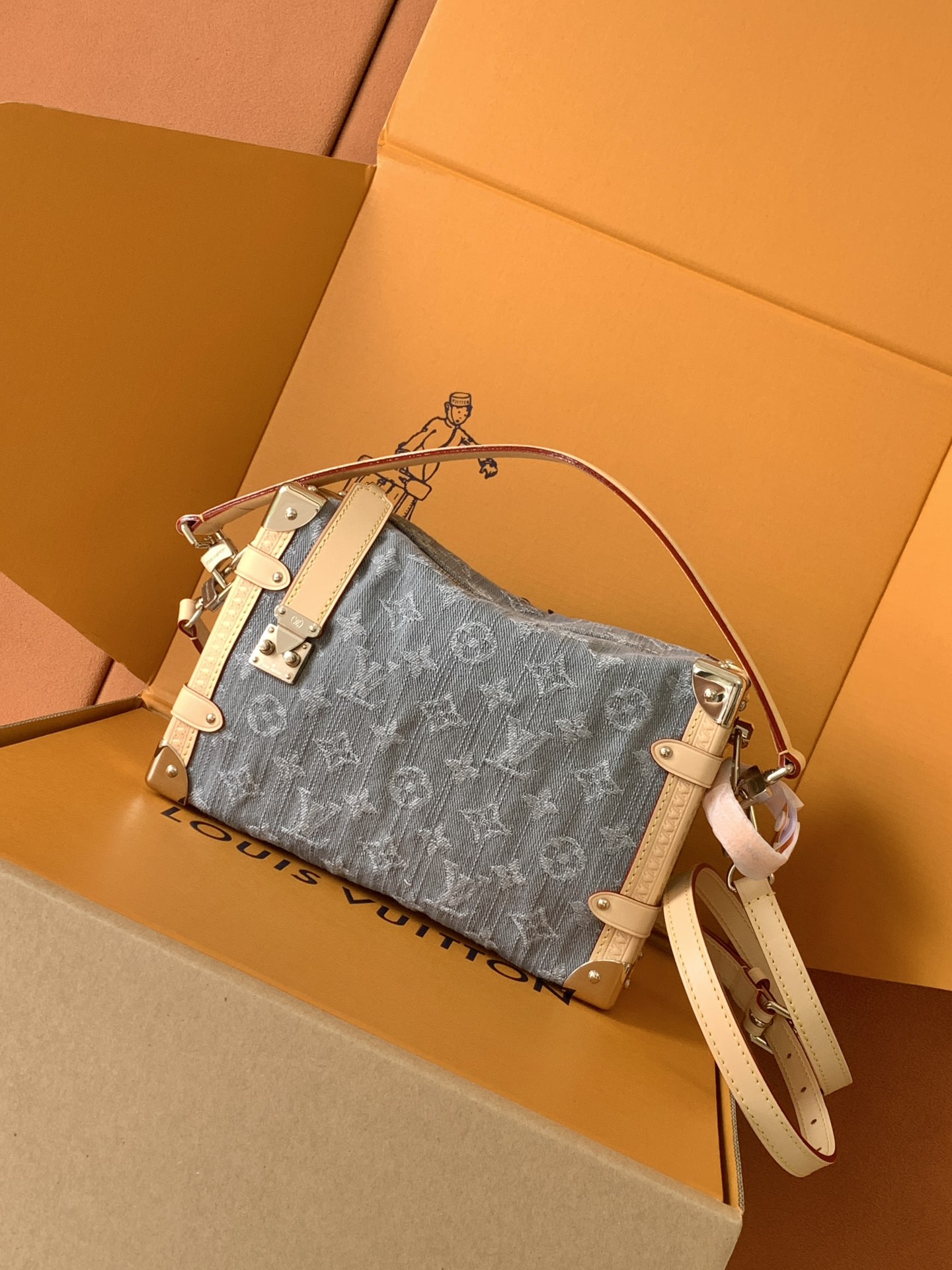 NIGO Louis Vuitton Side Trunk Women's Letter Print Metal Buckle Cotton Crossbody Bag Shoulder Bags Handbag #nigo77847