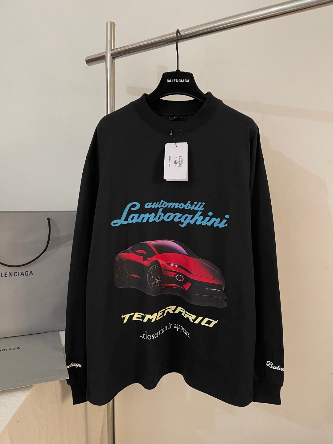 NIGO Balenciaga I Automobili Lamborghini Men's Spring/Autumn Solid Color Sports Car Pattern Printed Cotton Crew Neck Long Sleeve T-Shirt Sweatshirt #nigo77846