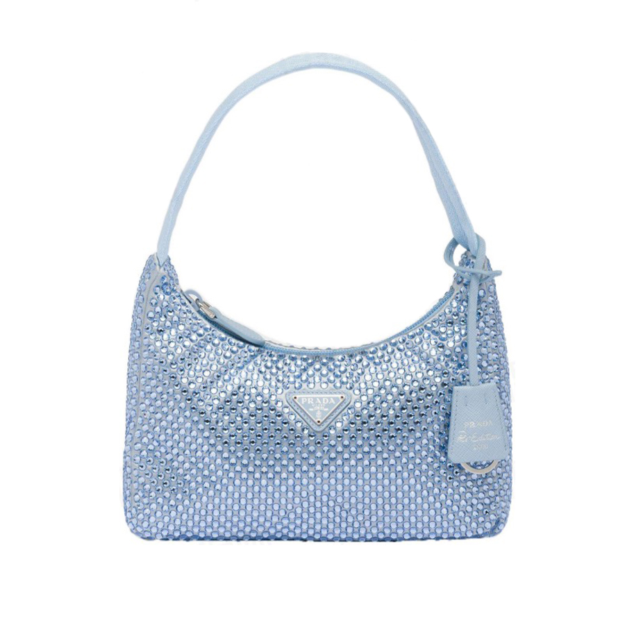 NIGO Prada Women's Re-Edition Full Diamond Hobo Underarm Bag Solid Color Tote Casual Shoulder Bag Bags 1BC515_2AWL_F0076_V_OOO #nigo81349